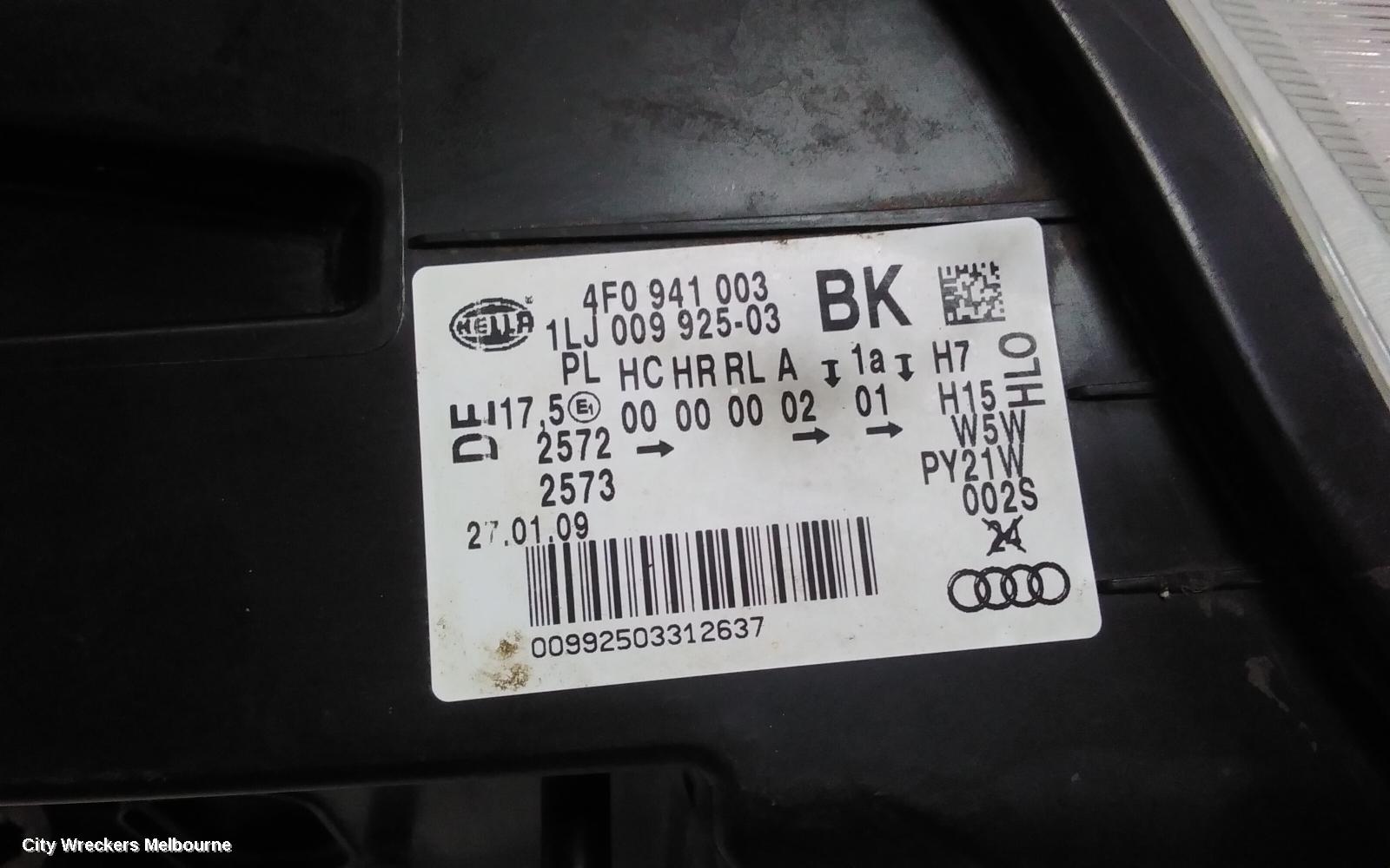 AUDI A6 LEFT HEADLAMP, C6/4F, A6, ADAPTIVE TYPE, 10/2008 - 06/2011