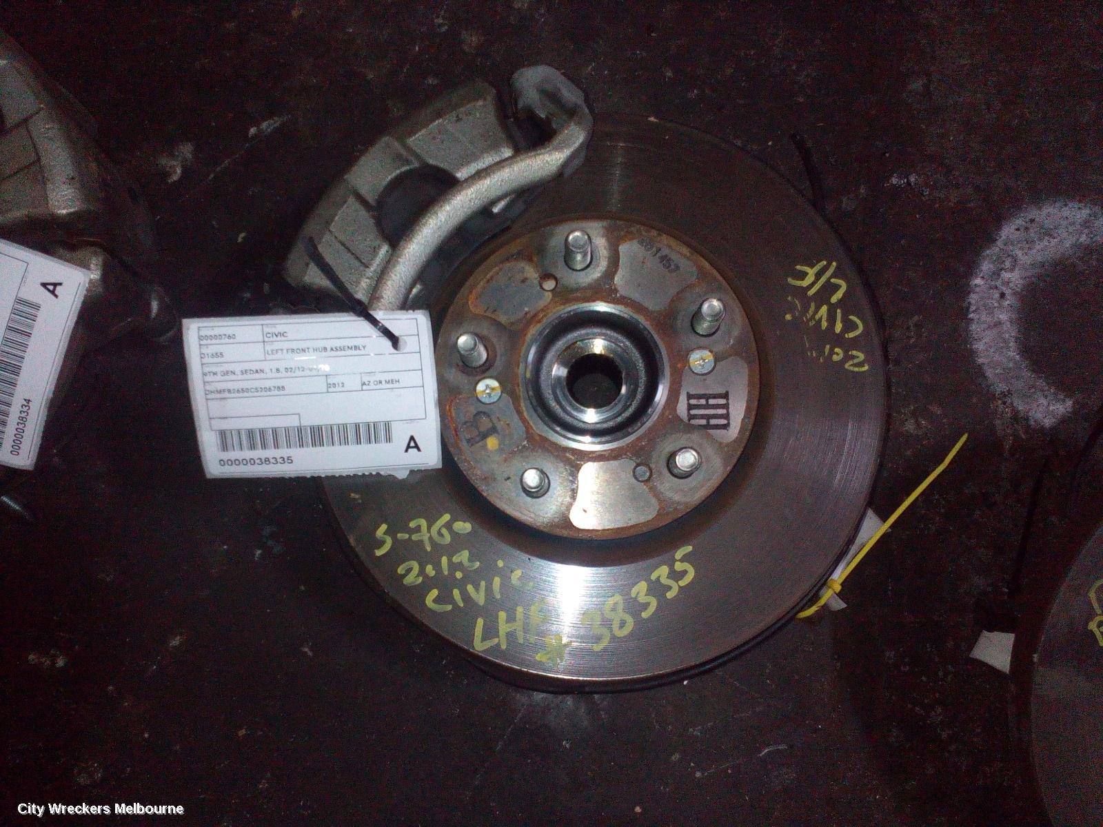 HONDA CIVIC LEFT FRONT HUB ASSEMBLY, 9TH GEN, SEDAN, 1.8, 02/2012 - 04/2016