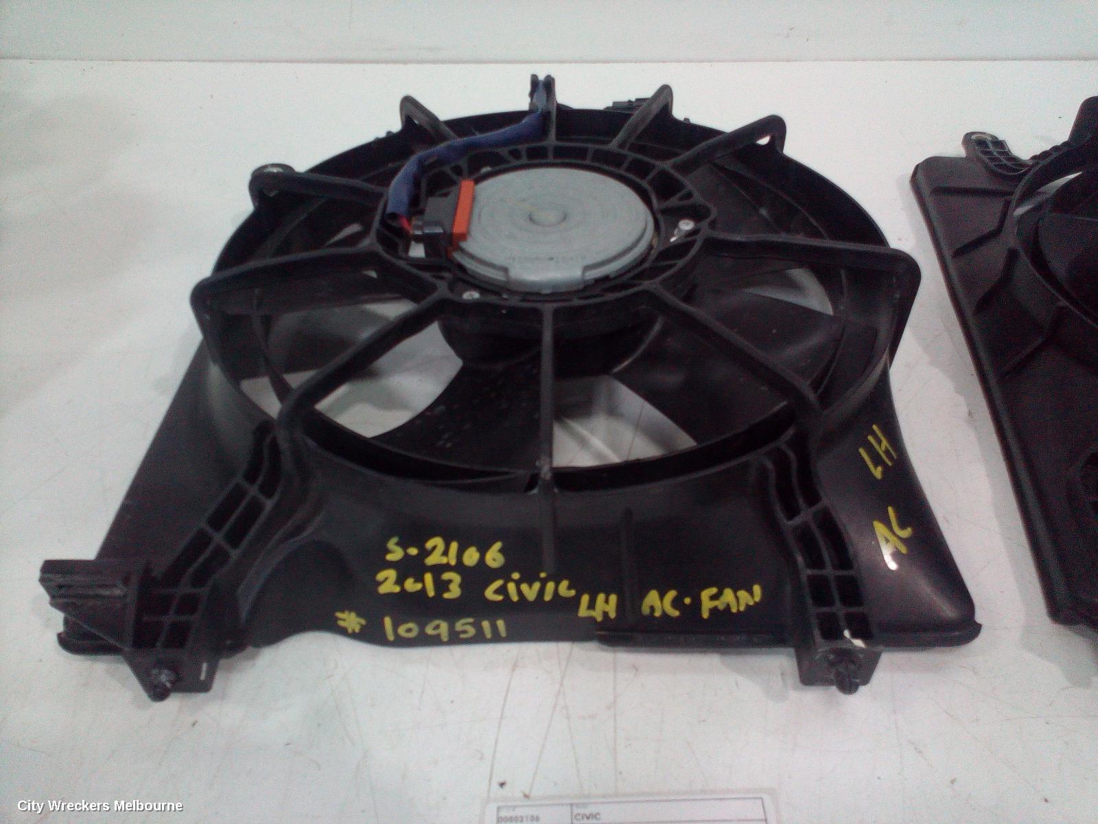 HONDA CIVIC FAN, A/C FAN, HATCH (VIN SHHFK), 1.8, PETROL, 9TH GEN, 06/2012 - 04/2016