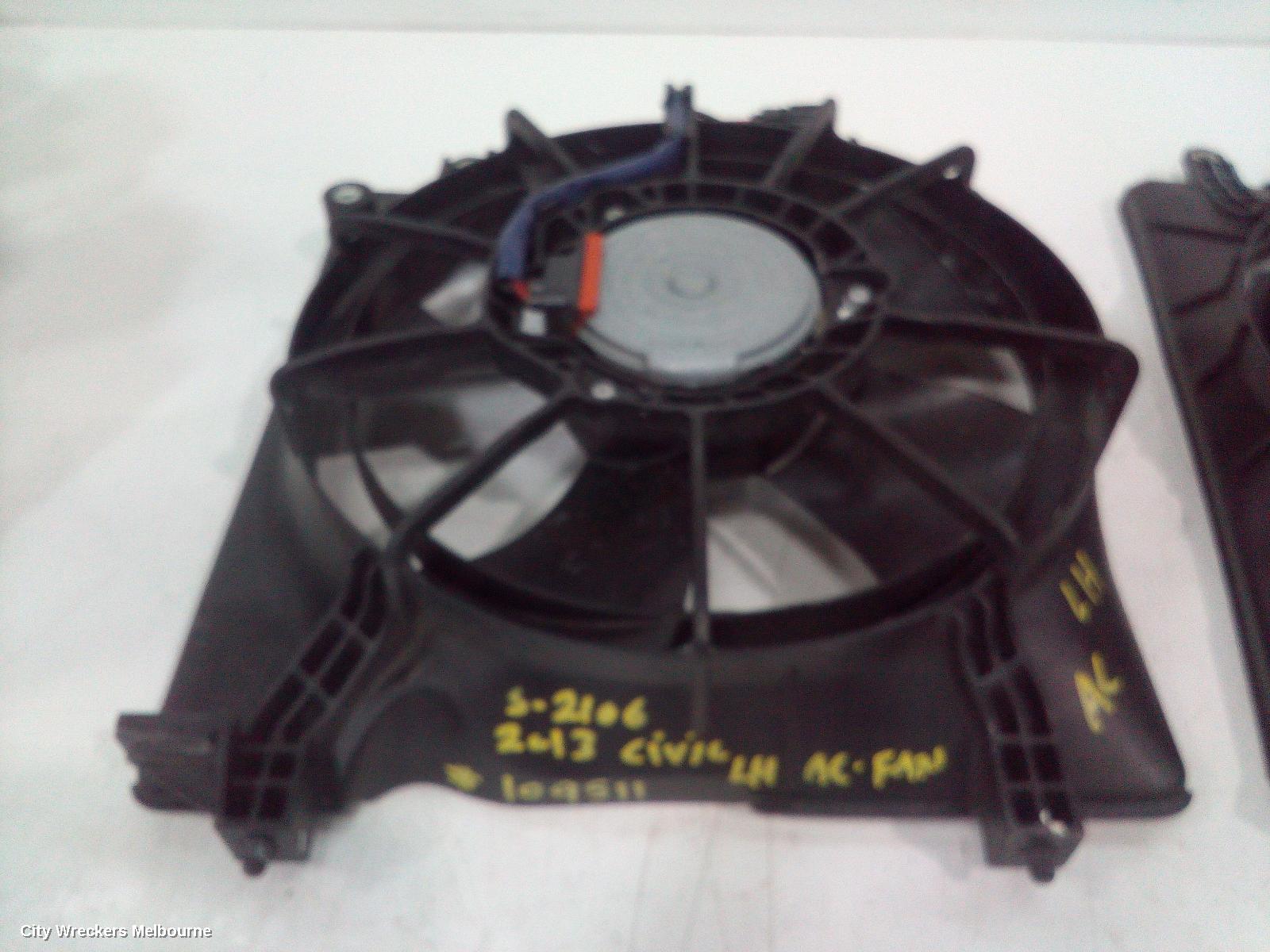 HONDA CIVIC FAN, A/C FAN, HATCH (VIN SHHFK), 1.8, PETROL, 9TH GEN, 06/2012 - 04/2016
