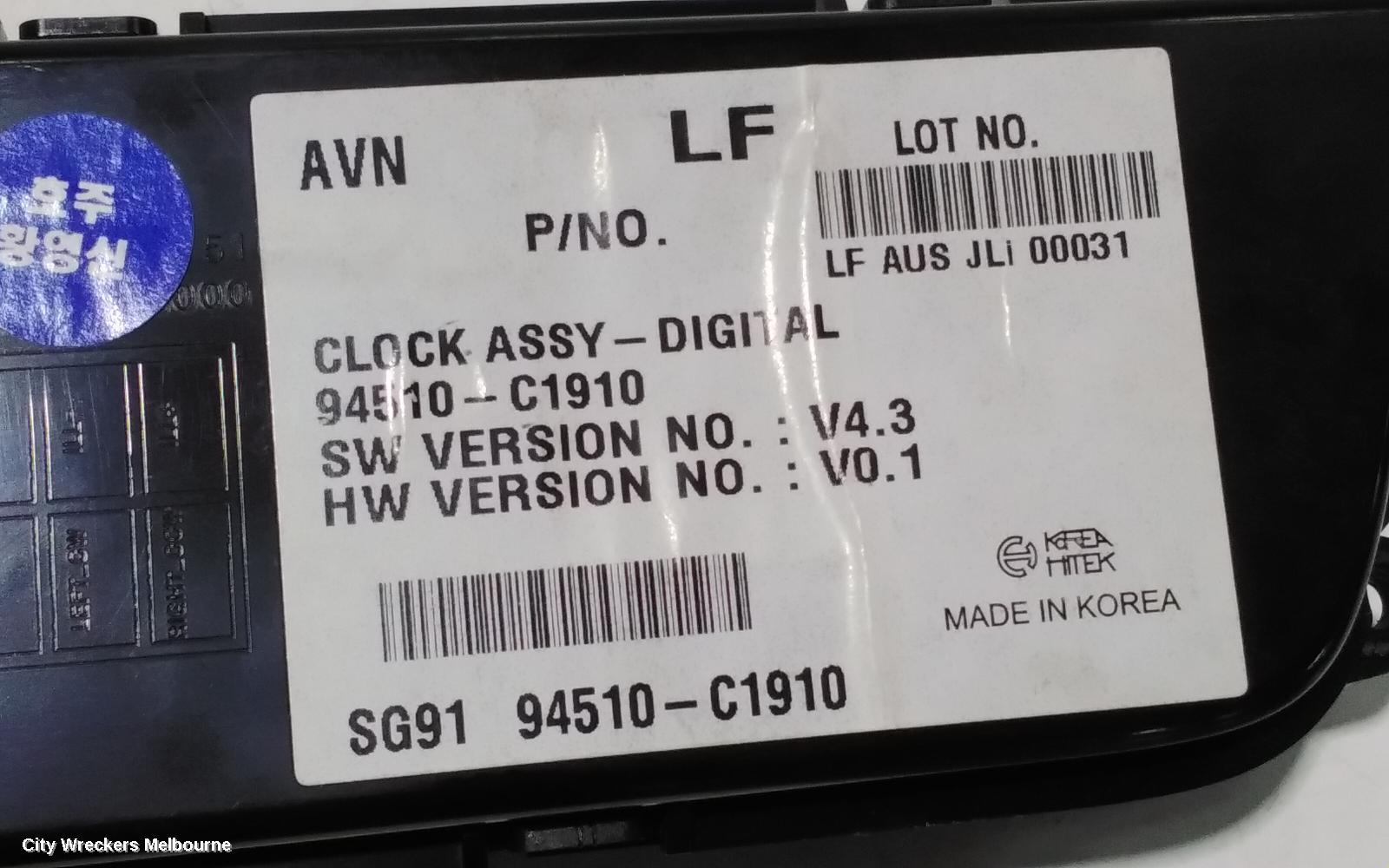 HYUNDAI SONATA CLOCK, LF, 10/2014 - 01/2020