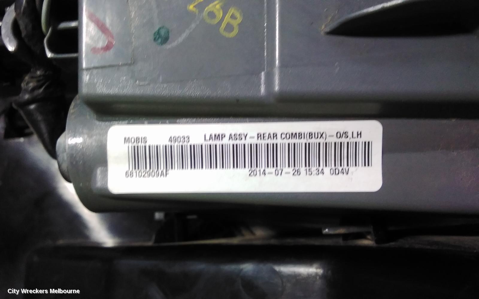 JEEP CHEROKEE LEFT TAILLIGHT, KL, IN BODY, 02/2014 - 03/2018