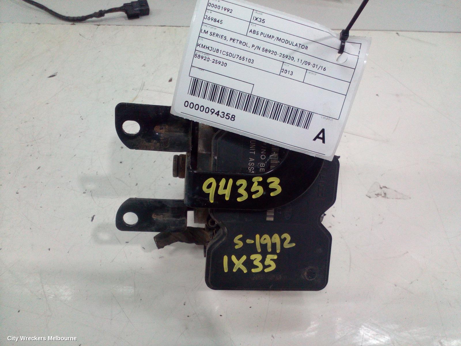 HYUNDAI IX35 ABS PUMP/MODULATOR, LM SERIES, PETROL, P/N 58920-2S930, 11/2009 - 01/2016