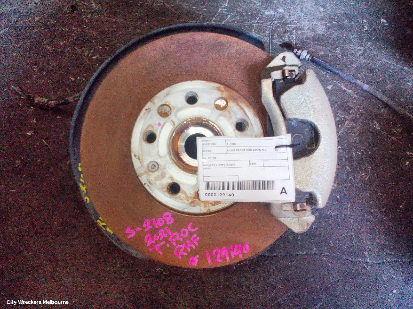 VOLKSWAGEN T-ROC RIGHT FRONT HUB ASSEMBLY, A1, 03/2020 - 12/2025