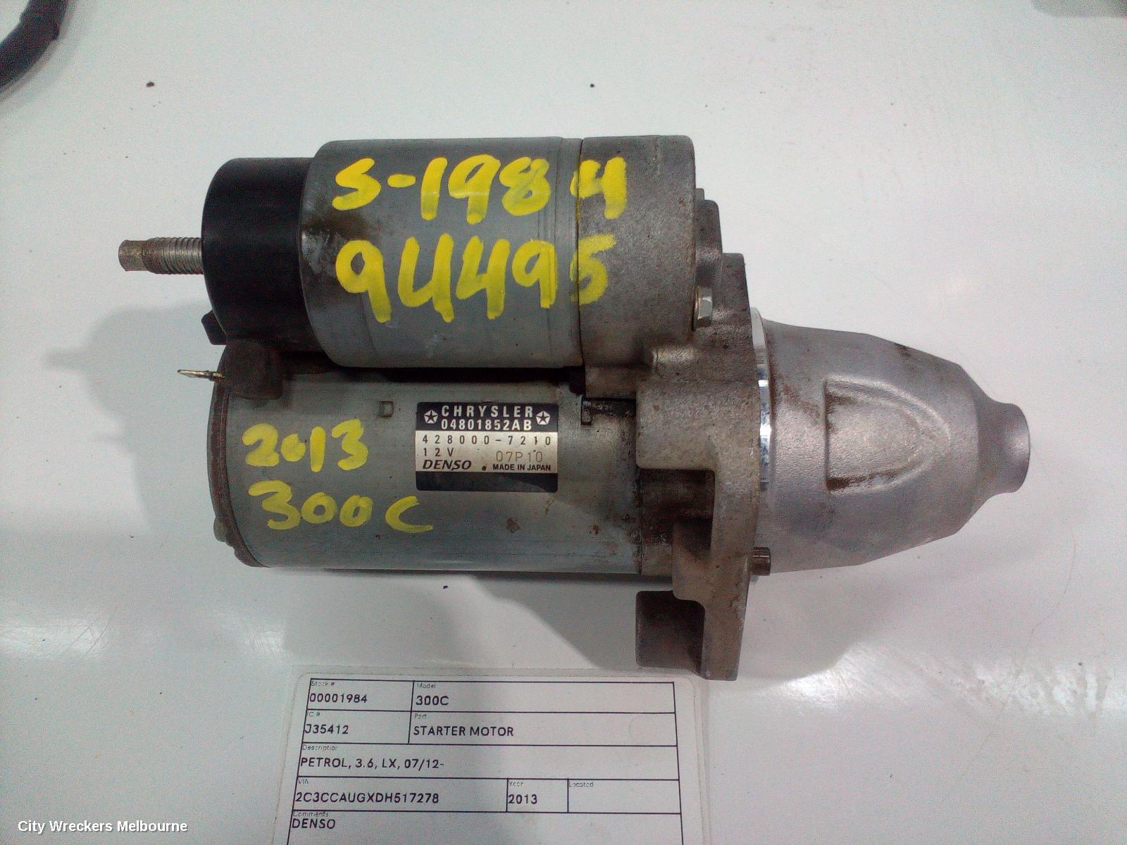 CHRYSLER 300C STARTER, PETROL, 3.6, LX, 07/2012 ONWARDS