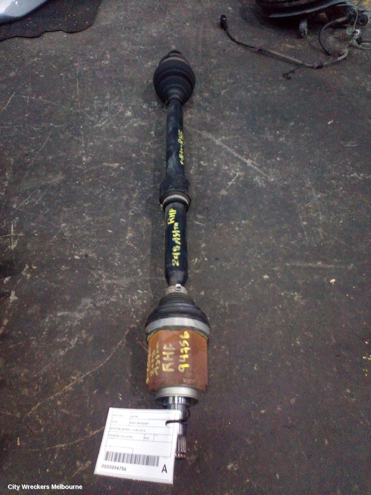 HOLDEN ASTRA RIGHT DRIVESHAFT, AUTO T/M, PETROL, 1.4, BK, 09/2016 ONWARDS