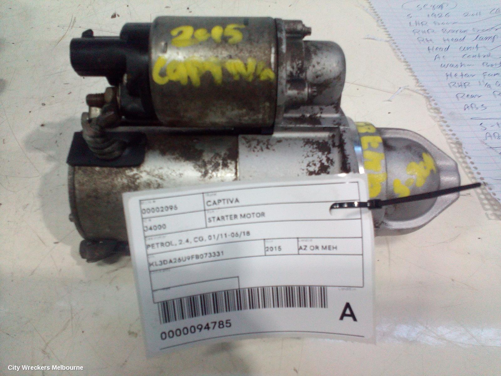 HOLDEN CAPTIVA STARTER, PETROL, 2.4, CG, 01/2011 - 06/2018