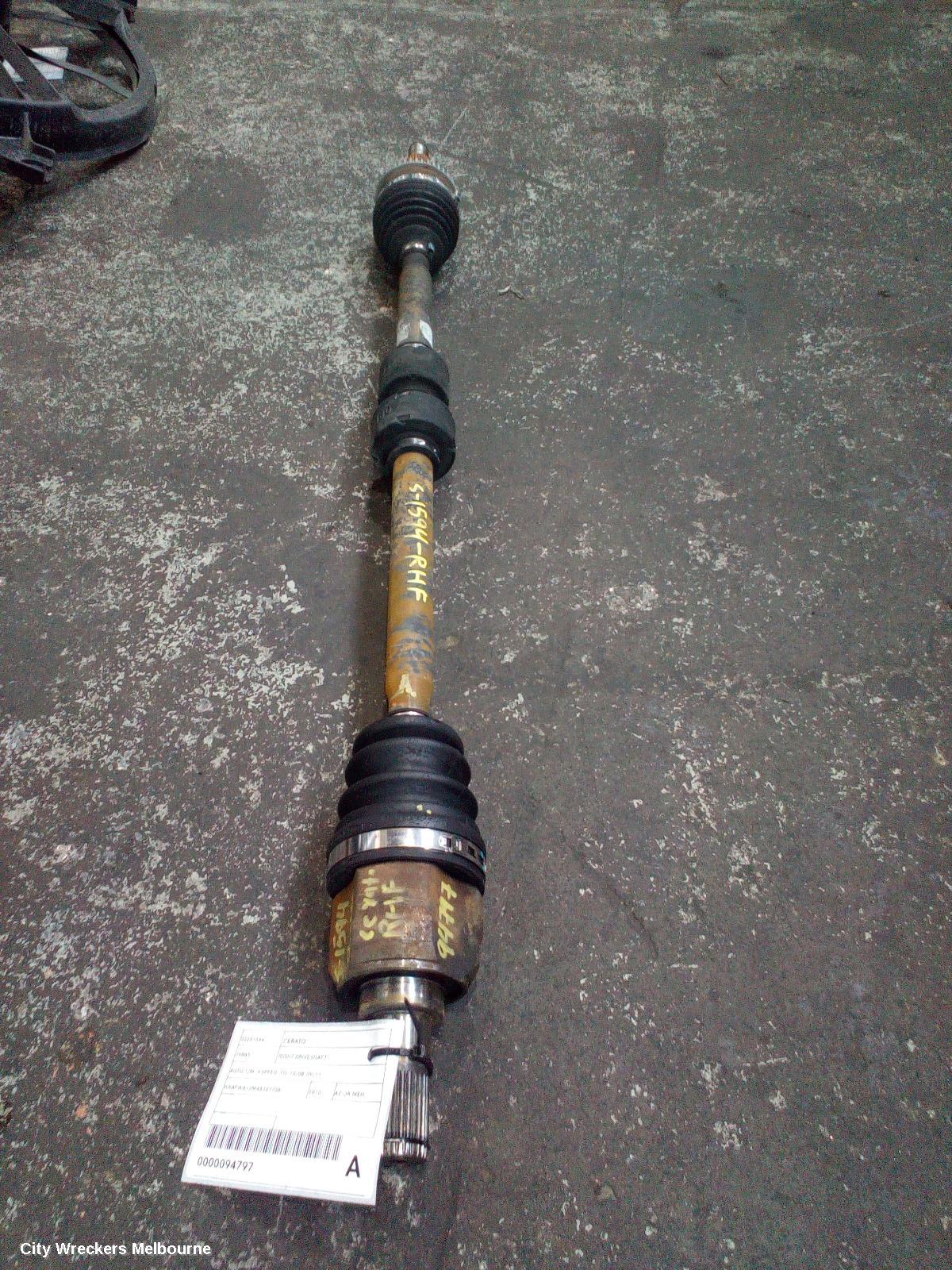 KIA CERATO RIGHT DRIVESHAFT, AUTO T/M, 4 SPEED, TD, 10/2008 - 09/2011