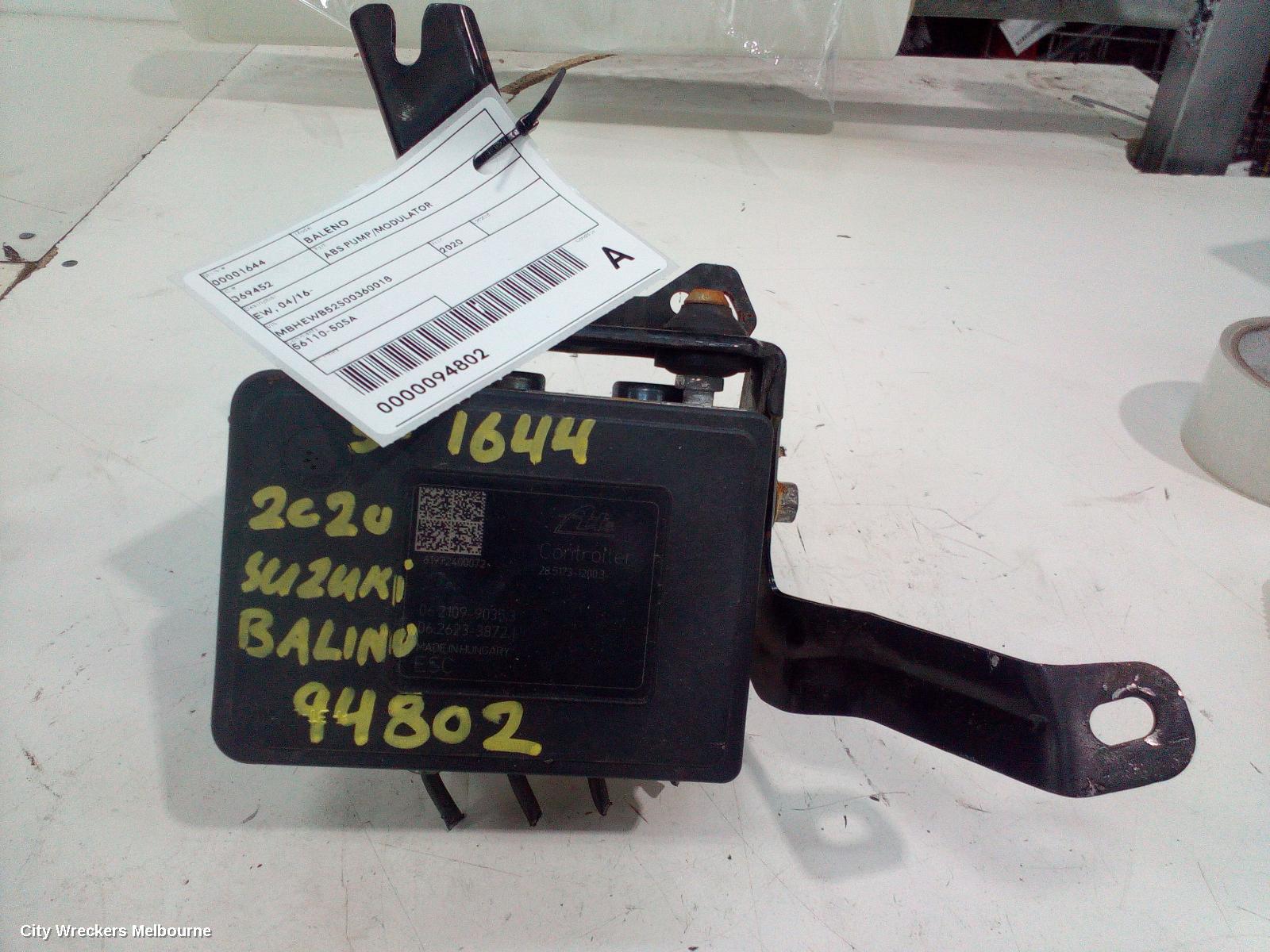 SUZUKI BALENO ABS PUMP/MODULATOR, EW, 04/2016 - 12/2022