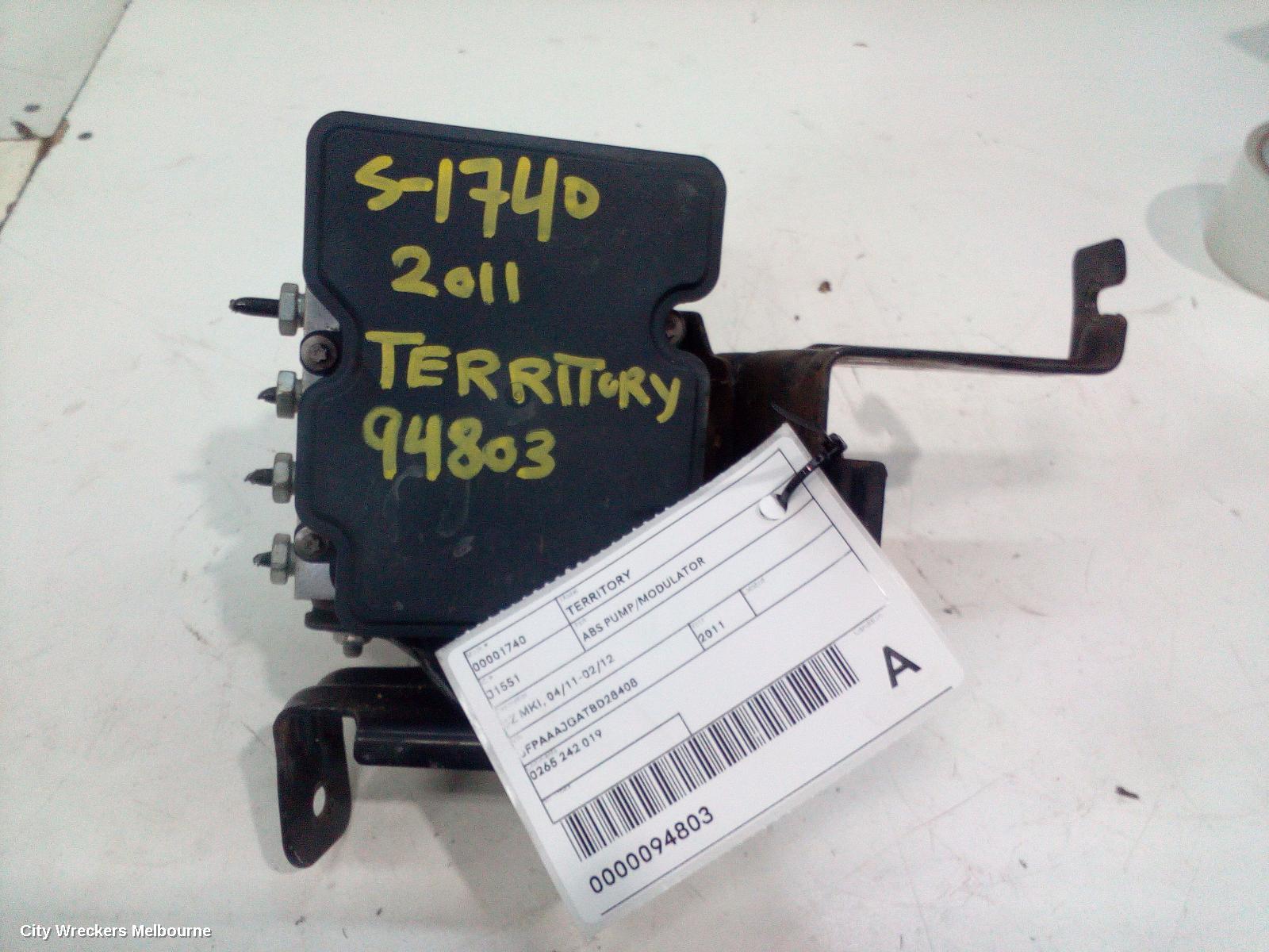 FORD TERRITORY ABS PUMP/MODULATOR, SZ MKI-MKII, 03/2011 - 12/2016