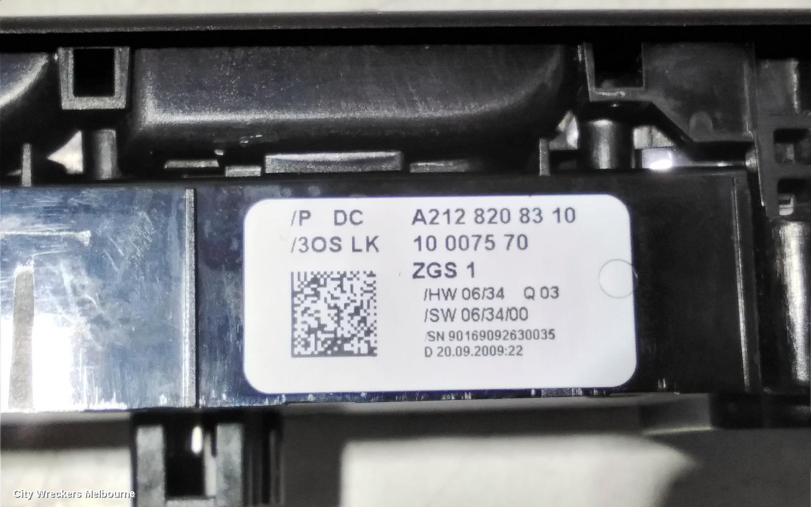 MERCEDES E CLASS PWR DR WIND SWITCH, RH FRONT (MASTER SWITCH), SEDAN, W212, 07/2009 - 05/2016