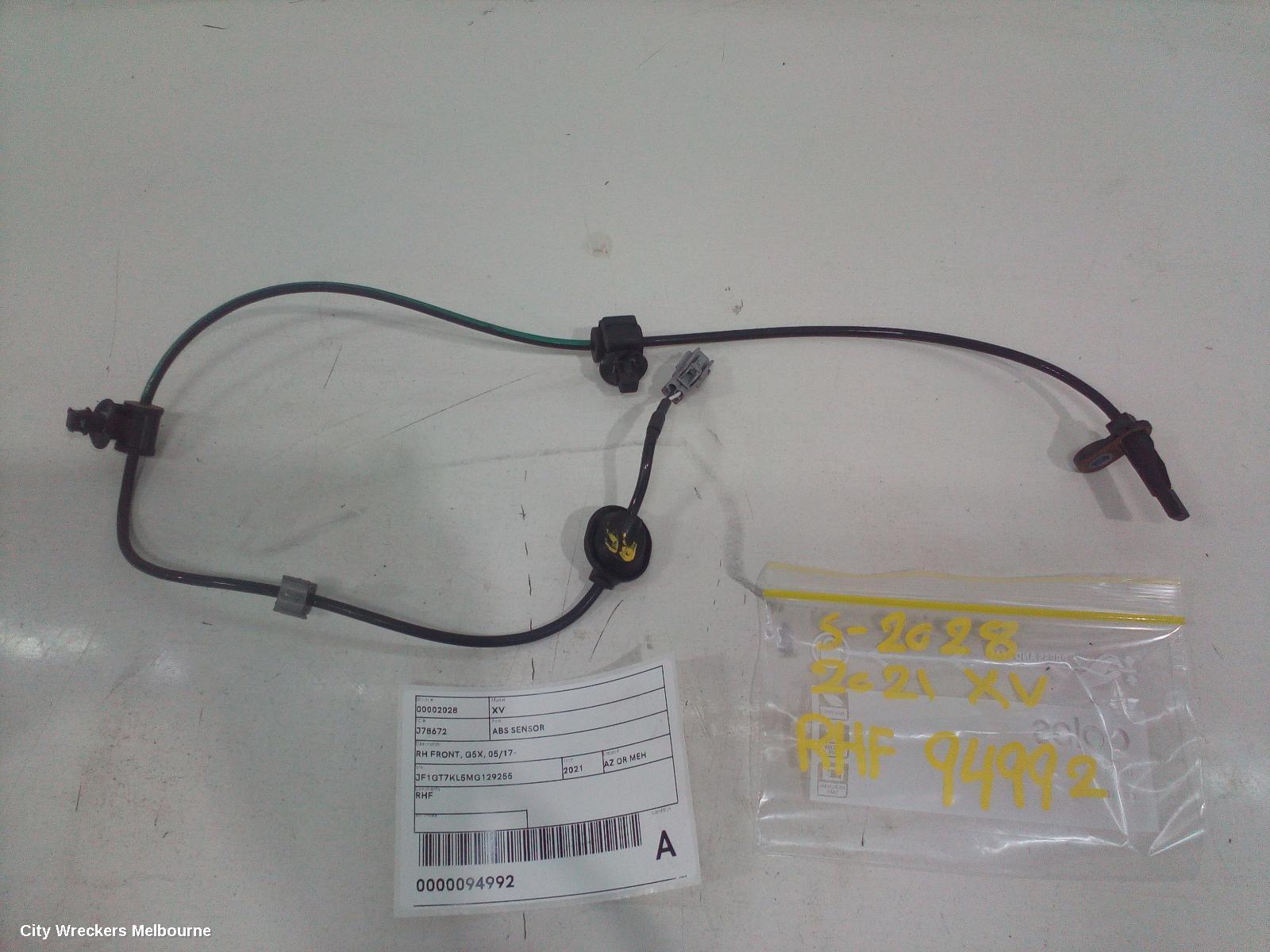 SUBARU XV ABS SENSOR, RH FRONT, G5X, 05/2017 ONWARDS