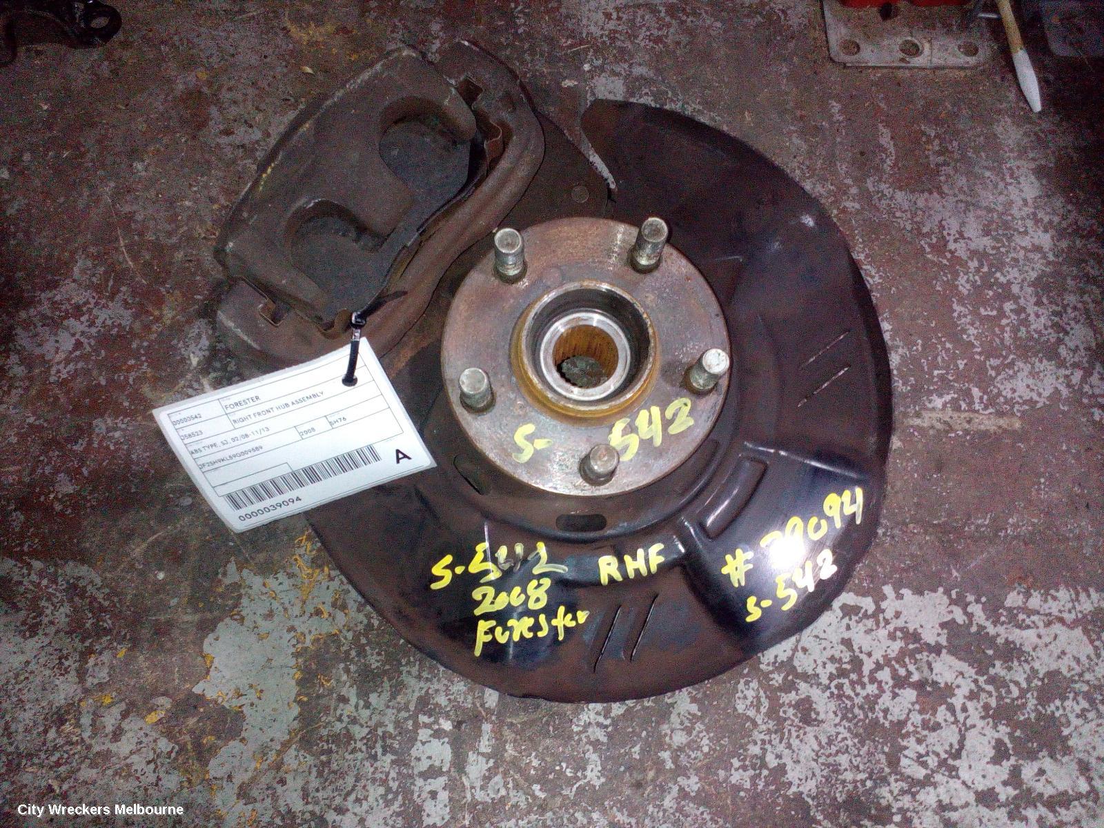 SUBARU FORESTER RIGHT FRONT HUB ASSEMBLY, ABS TYPE, SH/SJ, 02/2008 - 11/2013