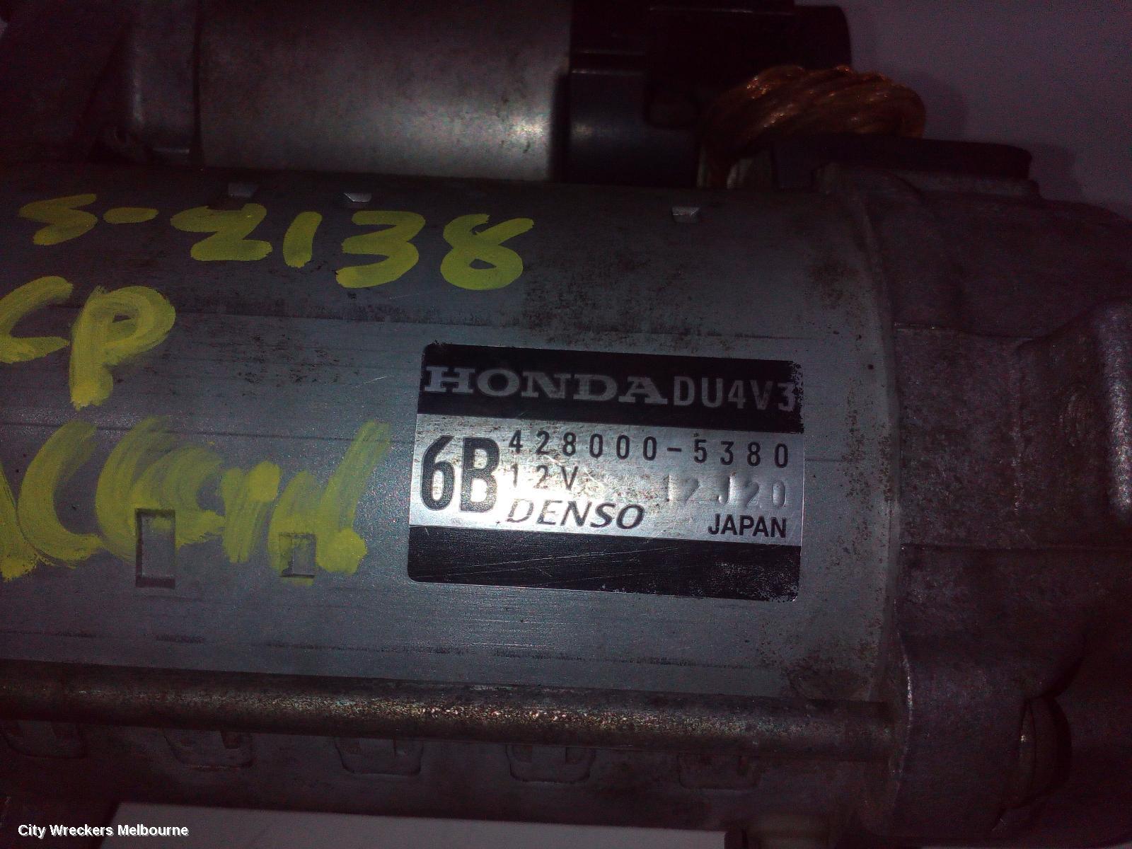 HONDA ACCORD STARTER, 3.5, J35Z, 8TH GEN (VIN MRHCP), 02/2008 - 05/2013