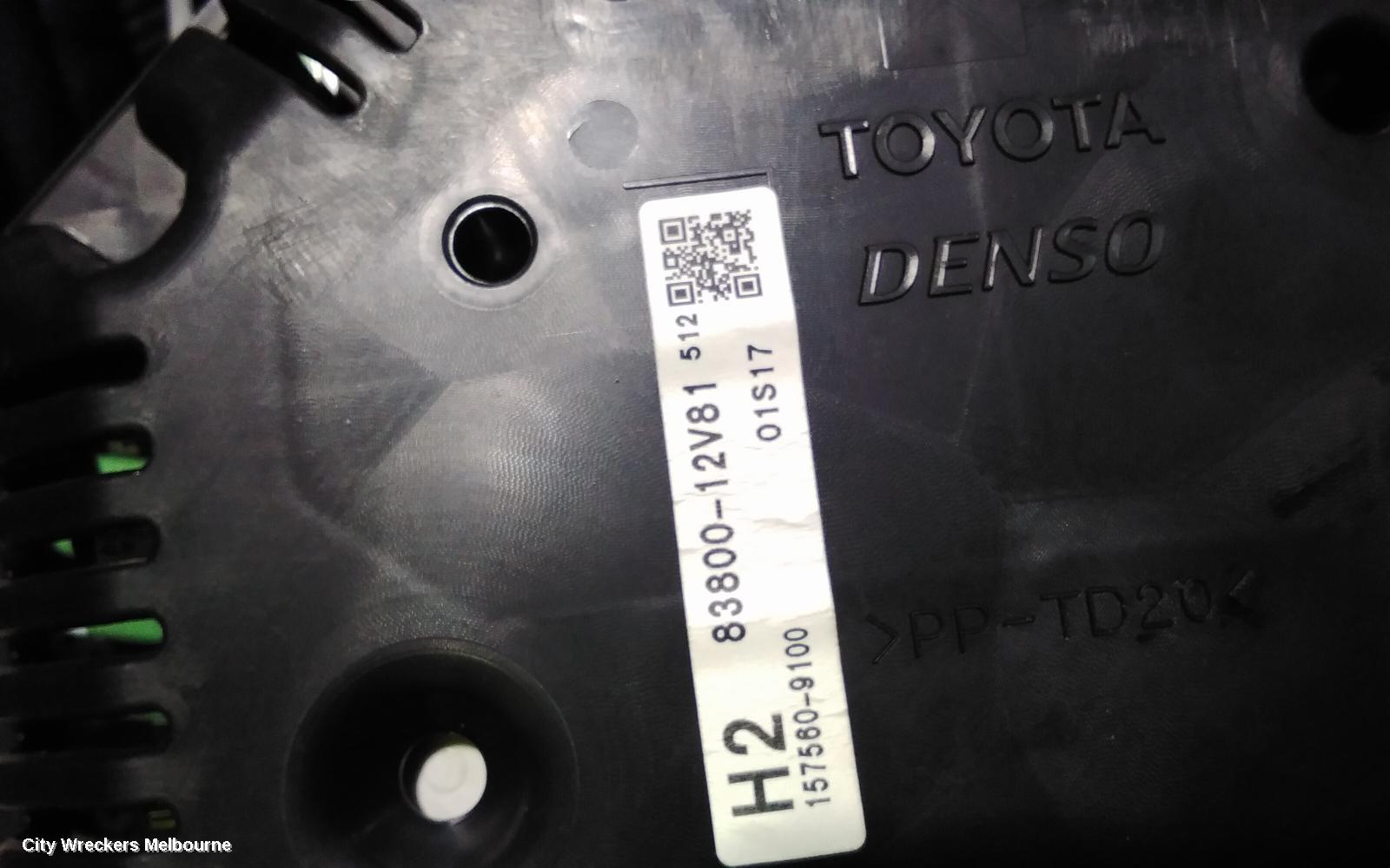 TOYOTA COROLLA INSTRUMENT CLUSTER, 1.8, 2ZR-FE, AUTO T/M, ASCENT, ZRE182R, HATCH, 10/2012 - 05/2015