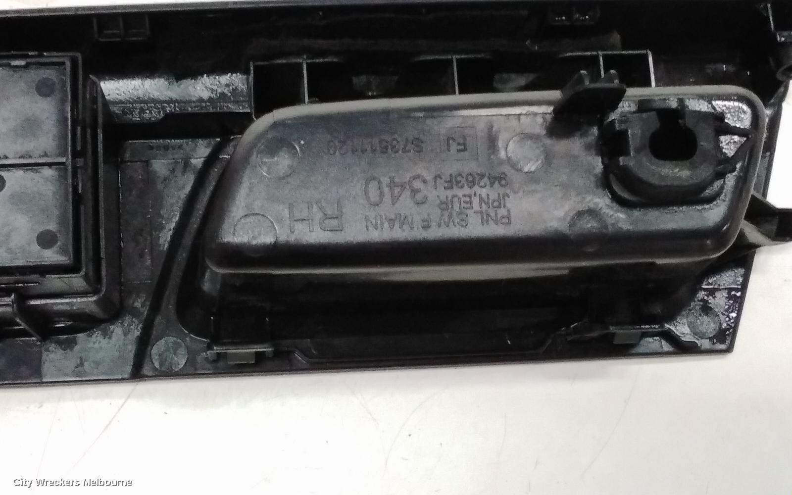 SUBARU IMPREZA PWR DR WIND SWITCH, RH FRONT (MASTER SWITCH), MARKED FJ12 ON BACK, G4, 03/2015 - 10/2016