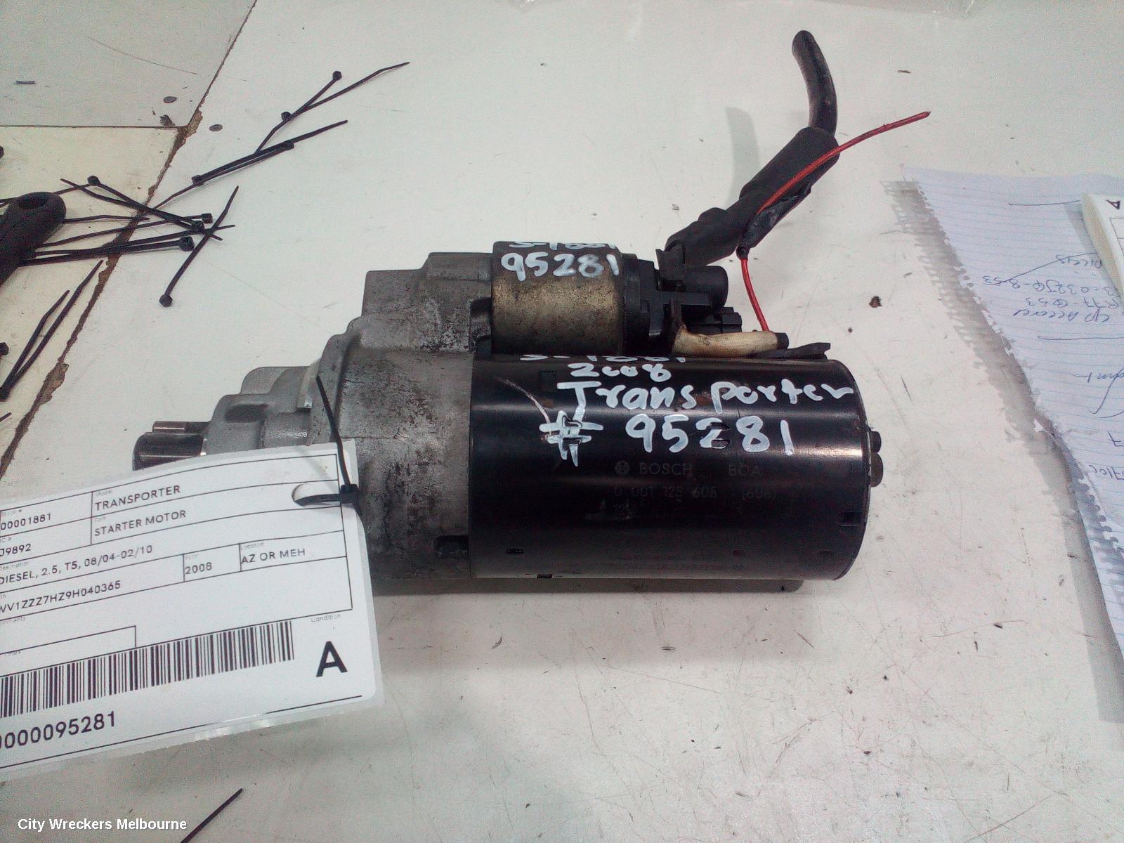 VOLKSWAGEN TRANSPORTER STARTER, DIESEL, 2.5, T5, 08/2004 - 02/2010