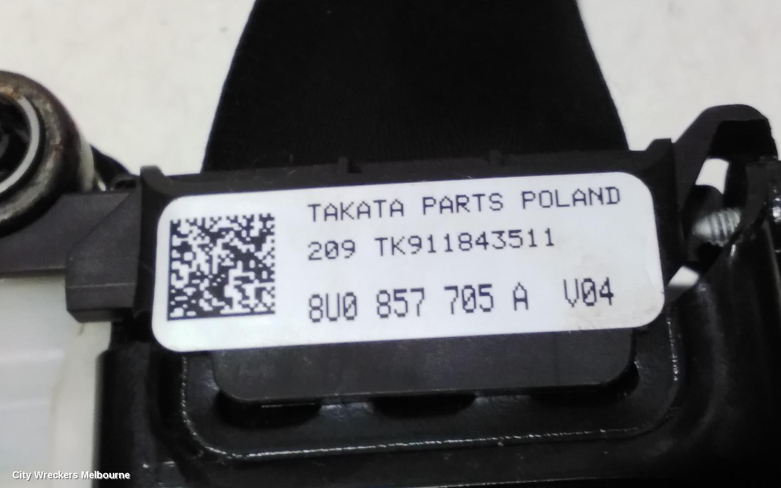 AUDI Q3 SEATBELT/STALK, LH FRONT, SEAT BELT ONLY, 8U, 03/2012 - 12/2018