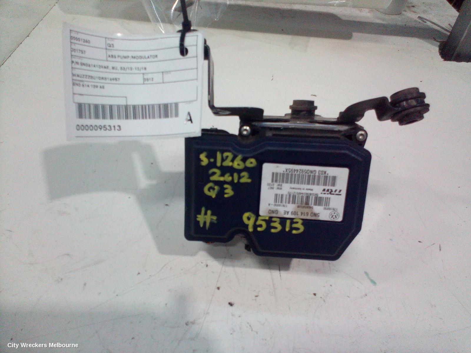 AUDI Q3 ABS PUMP/MODULATOR, P/N 5N0614109AE, 8U, 03/2012 - 12/2018