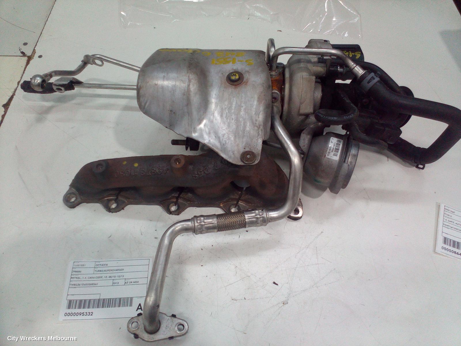 SKODA OCTAVIA TURBO SUPERCHARGER, PETROL, 1.4, CAXA CODE, 1Z, 08/2010 - 10/2013