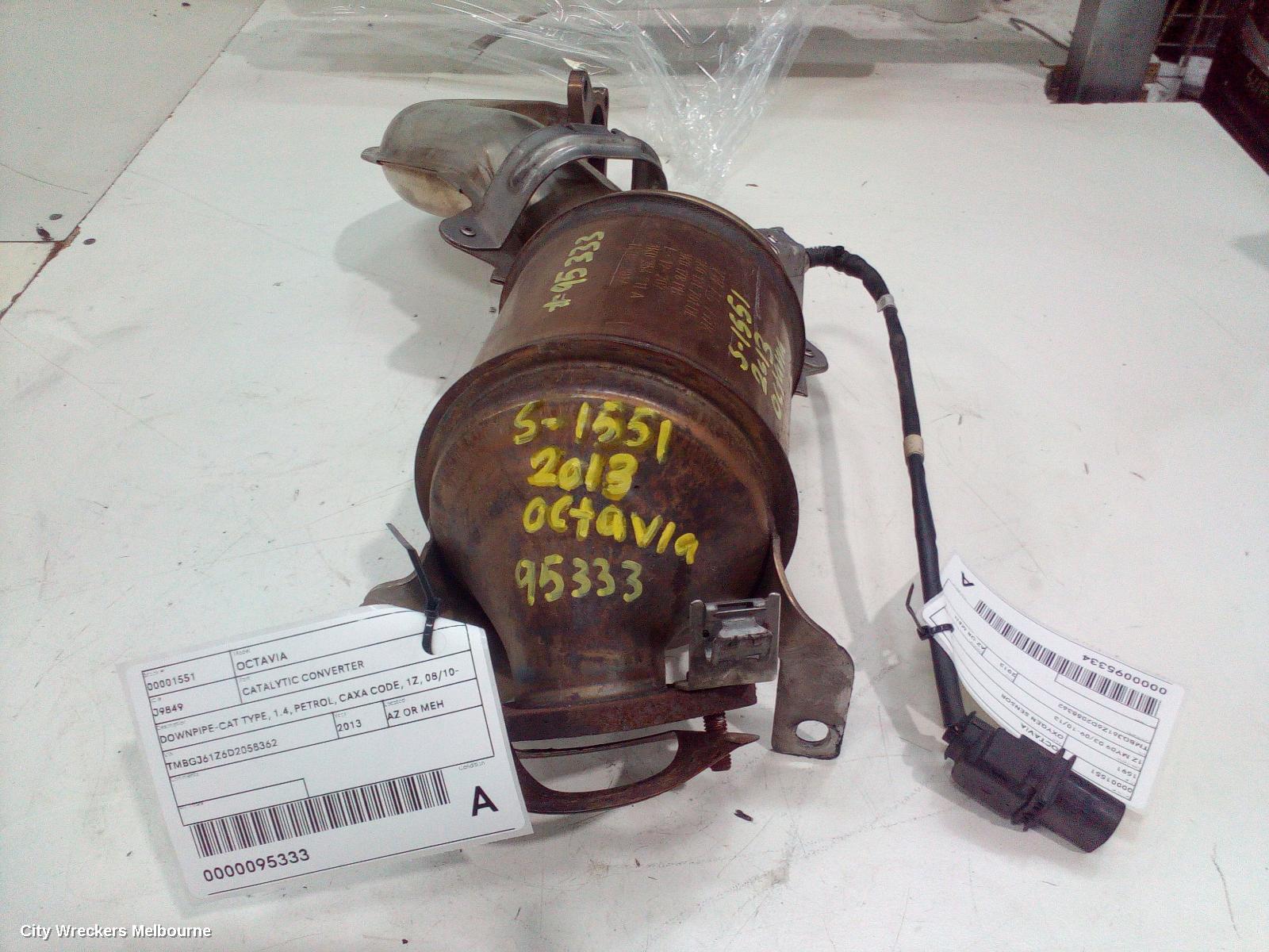 SKODA OCTAVIA CATALYTIC CONVERTER, DOWNPIPE-CAT TYPE, 1.4, PETROL, CAXA CODE, 1Z, 08/2010 - 10/2013