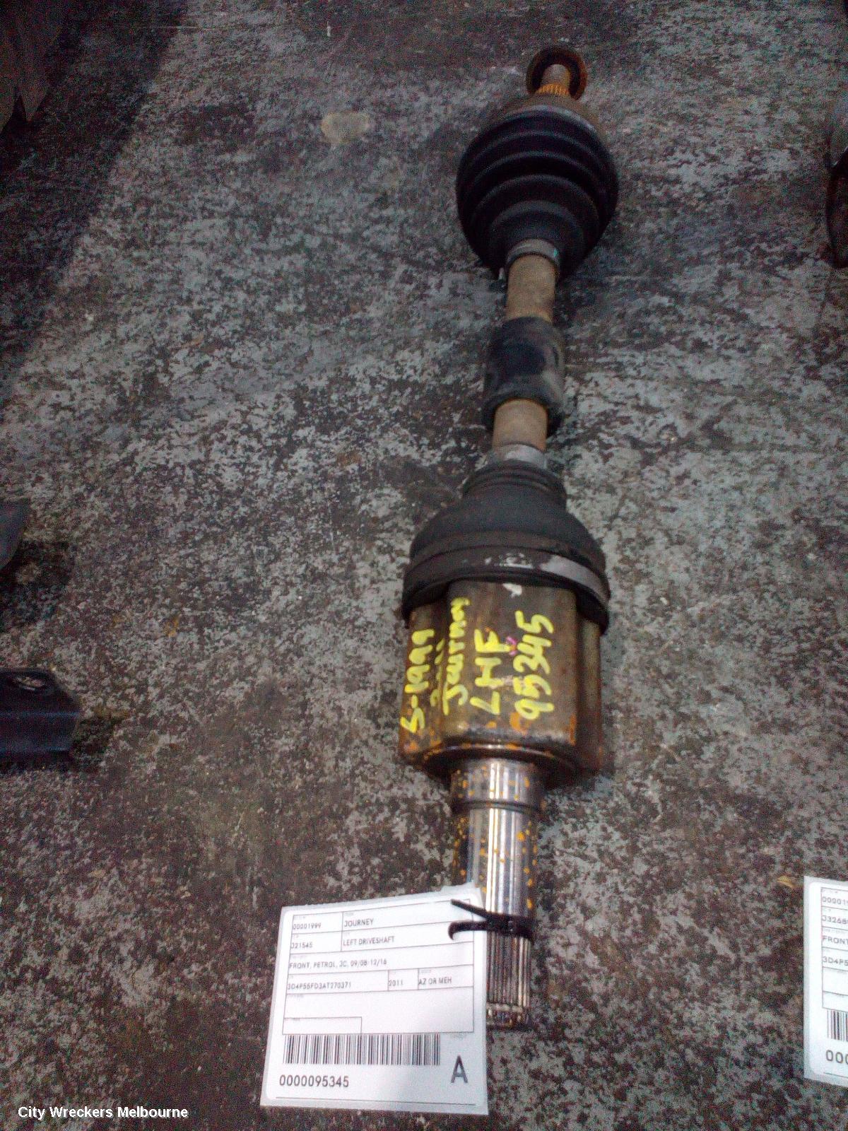 DODGE JOURNEY LEFT DRIVESHAFT, FRONT, PETROL, JC, 09/2008 - 12/2016