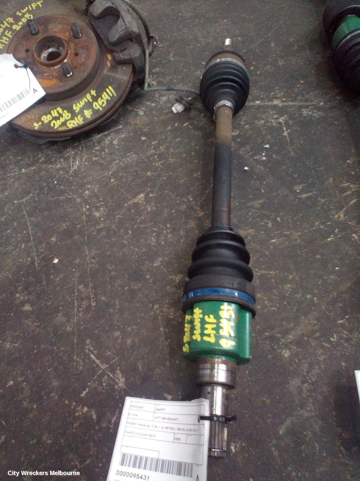 SUZUKI SWIFT LEFT DRIVESHAFT, FRONT, MANUAL T/M, 1.5, PETROL, RS415, 09/2004 - 02/2011