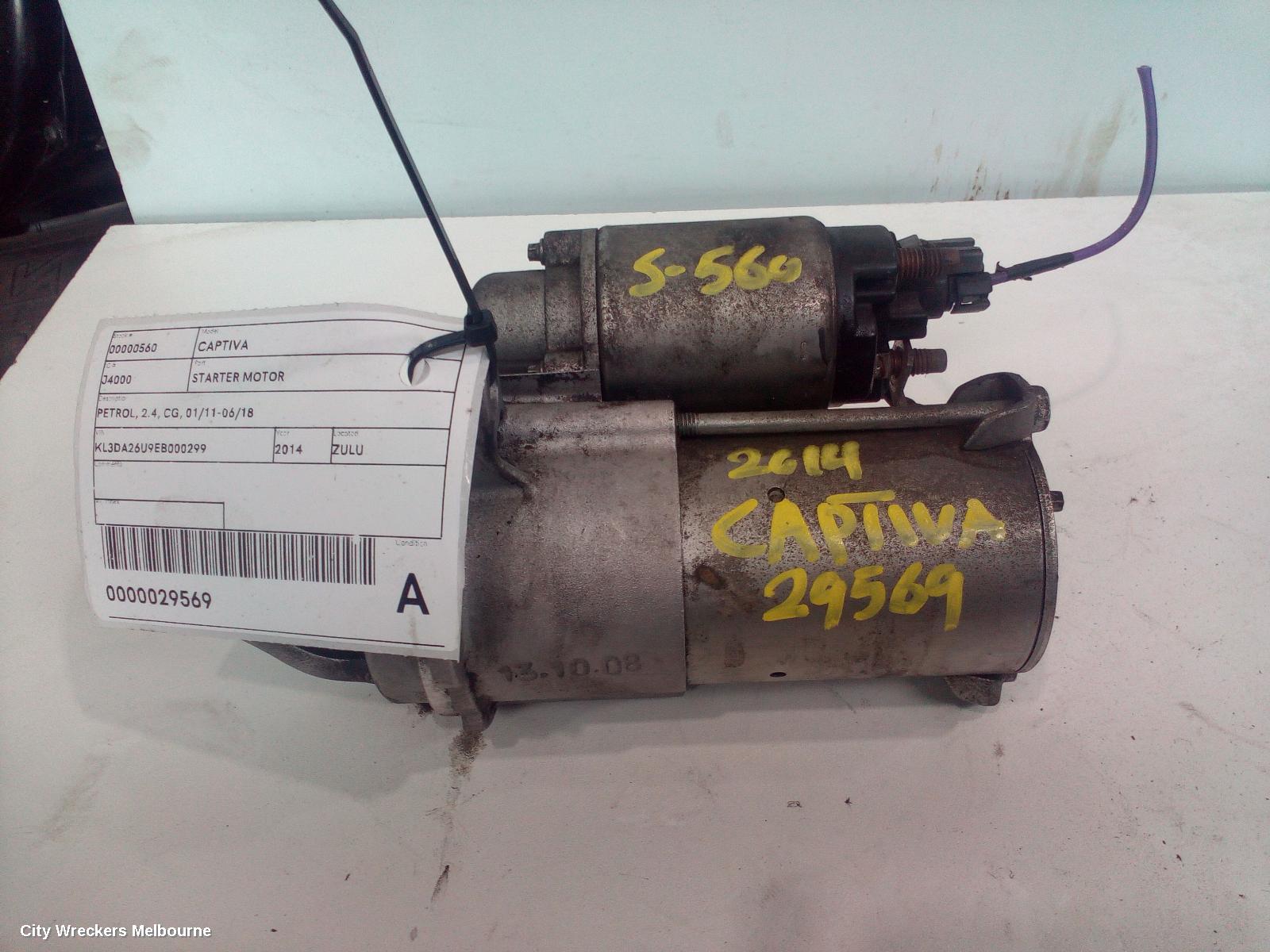 HOLDEN CAPTIVA STARTER, PETROL, 2.4, CG, 01/2011 - 06/2018