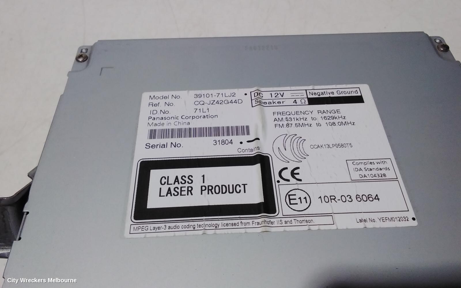 SUZUKI SWIFT RADIO/CD/DVD/SAT/TV, CD PLAYER, NON BLUETOOTH TYPE, FZ, 08/2010 - 03/2017