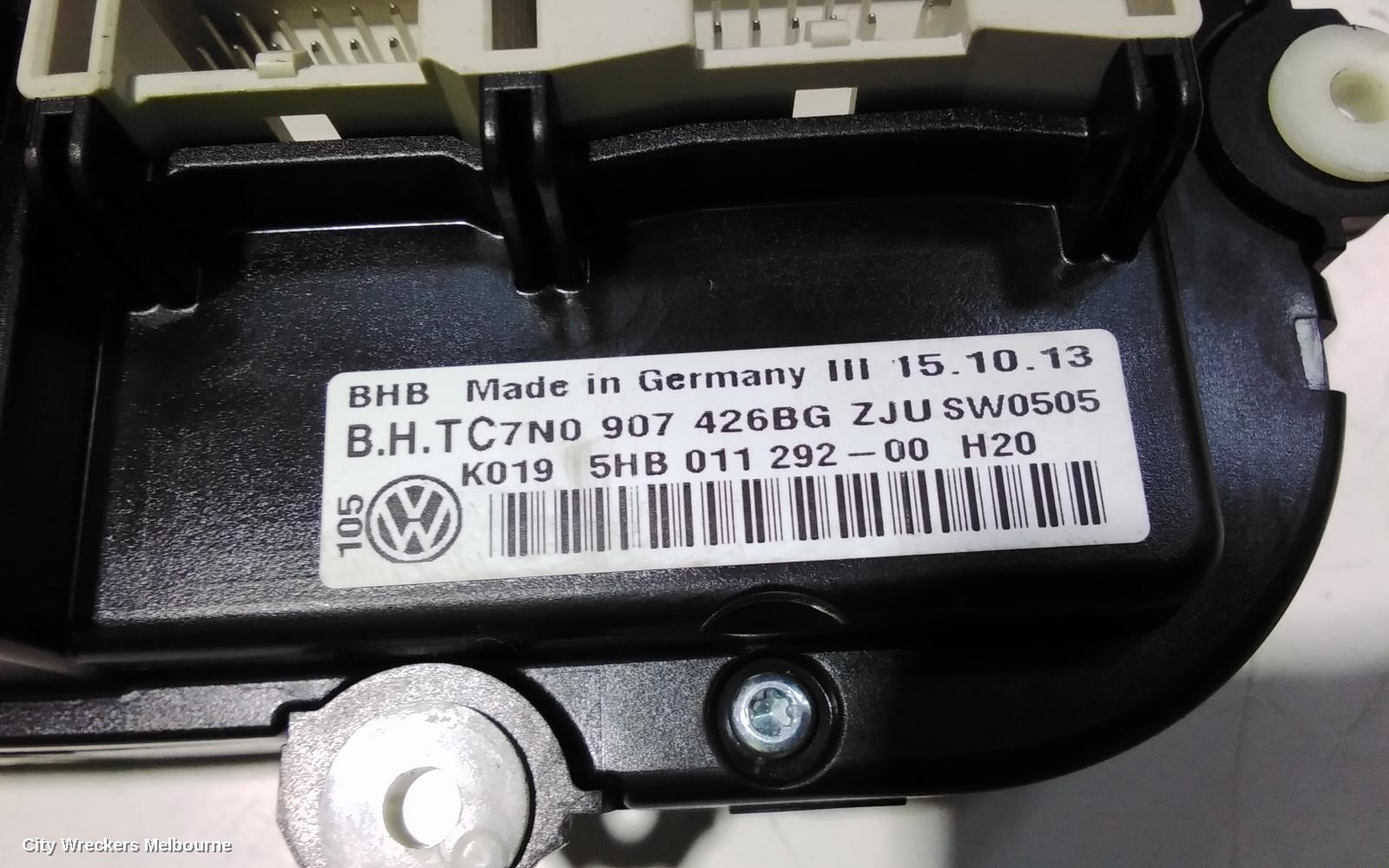 VOLKSWAGEN TIGUAN HEATER/AC CONTROLS, 5N, STANDARD TYPE, NON SEAT WARMER, 05/2008 - 08/2016