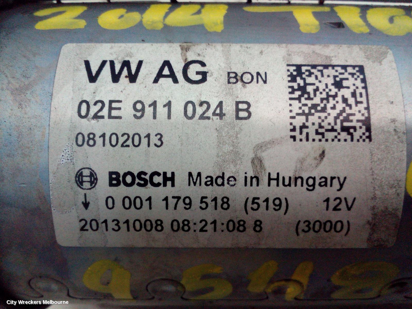 VOLKSWAGEN TIGUAN STARTER, PETROL, 1.4, 5N, CTHD CODE, 07/2011 - 08/2016