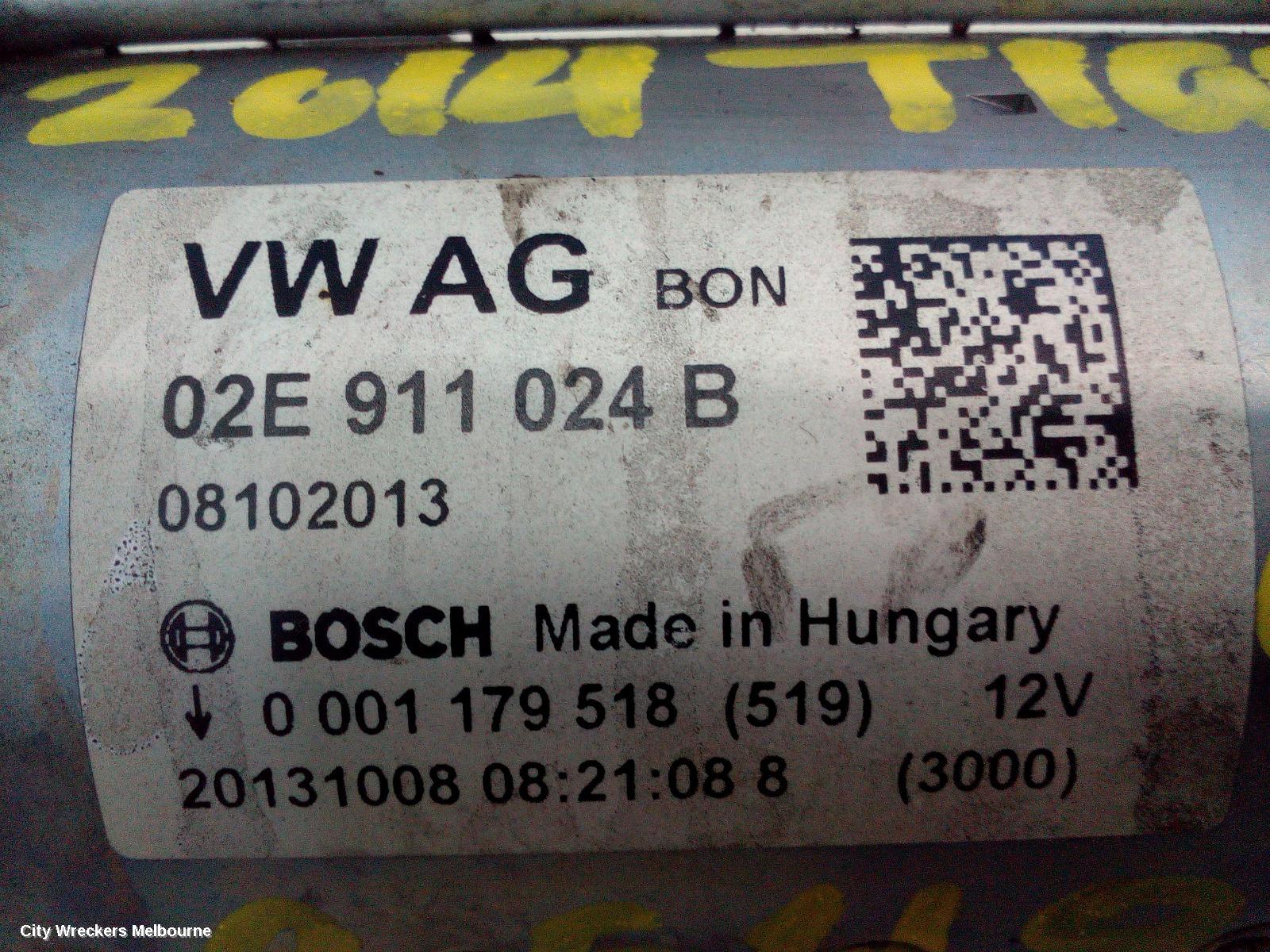 VOLKSWAGEN TIGUAN STARTER, PETROL, 1.4, 5N, CTHD CODE, 07/2011 - 08/2016
