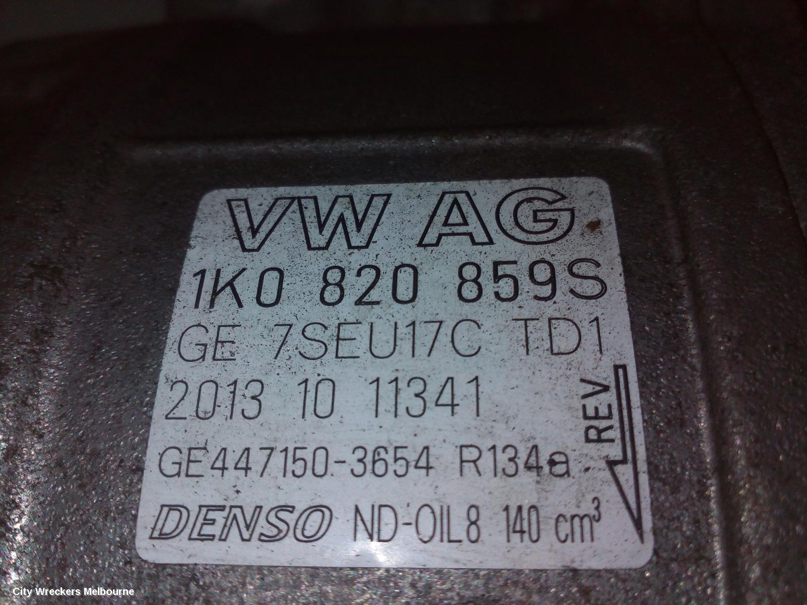 VOLKSWAGEN TIGUAN A/C COMPRESSOR, 5N, PETROL, DENSO BRAND (7SEU17C), 05/2008 - 08/2016