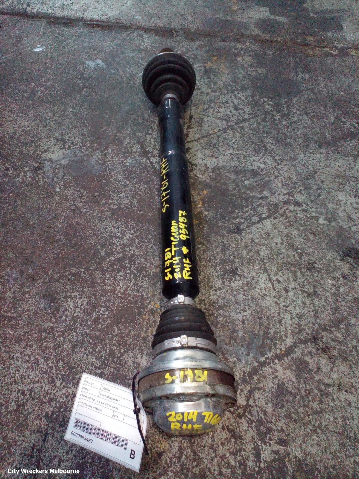 VOLKSWAGEN TIGUAN RIGHT DRIVESHAFT, FRONT, PETROL, 1.4, 5N, 07/2011 - 08/2016