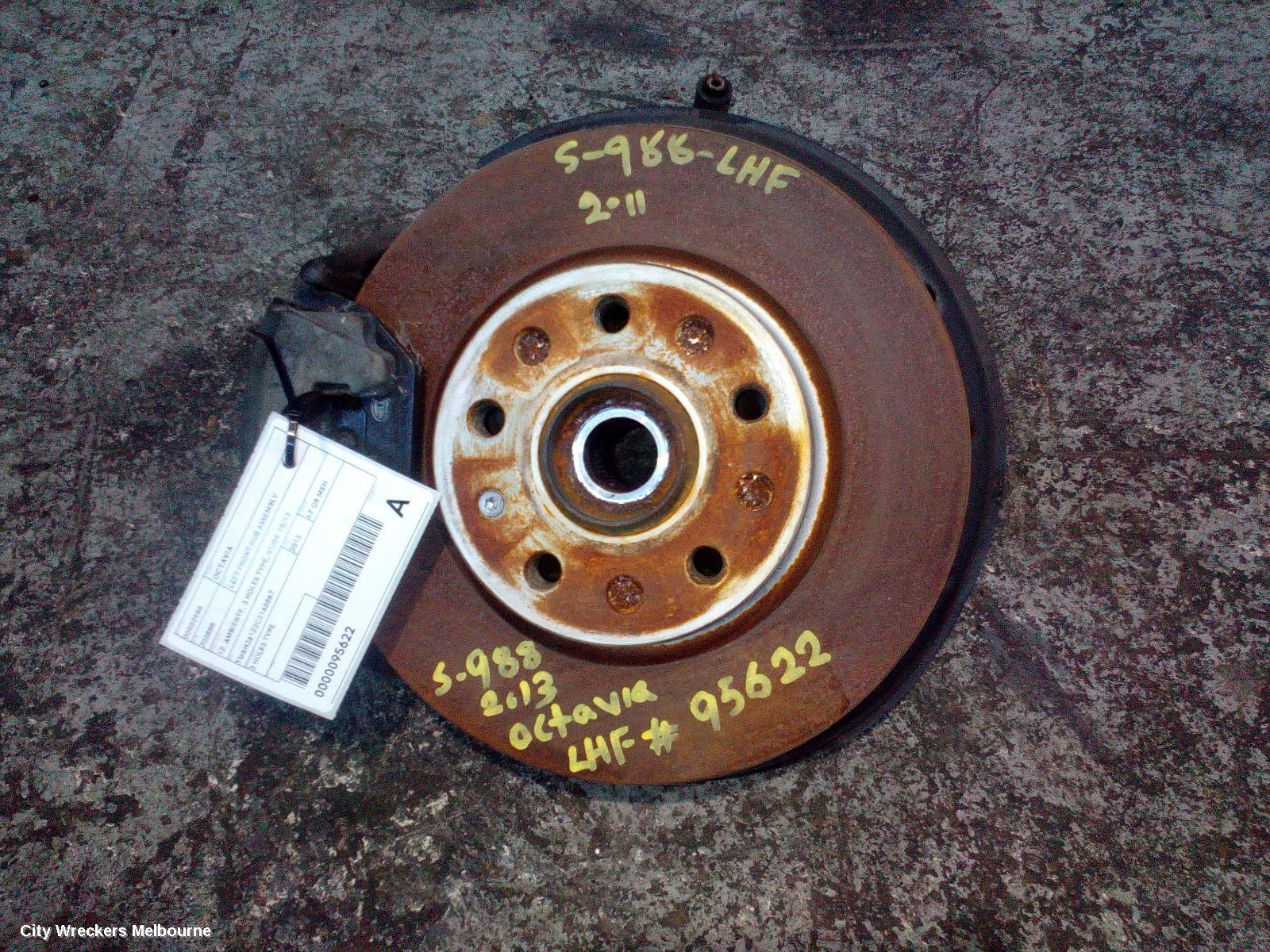 SKODA OCTAVIA LEFT FRONT HUB ASSEMBLY, 1Z, AMBIENTE, 3 HOLES TYPE, 01/2004 - 10/2013