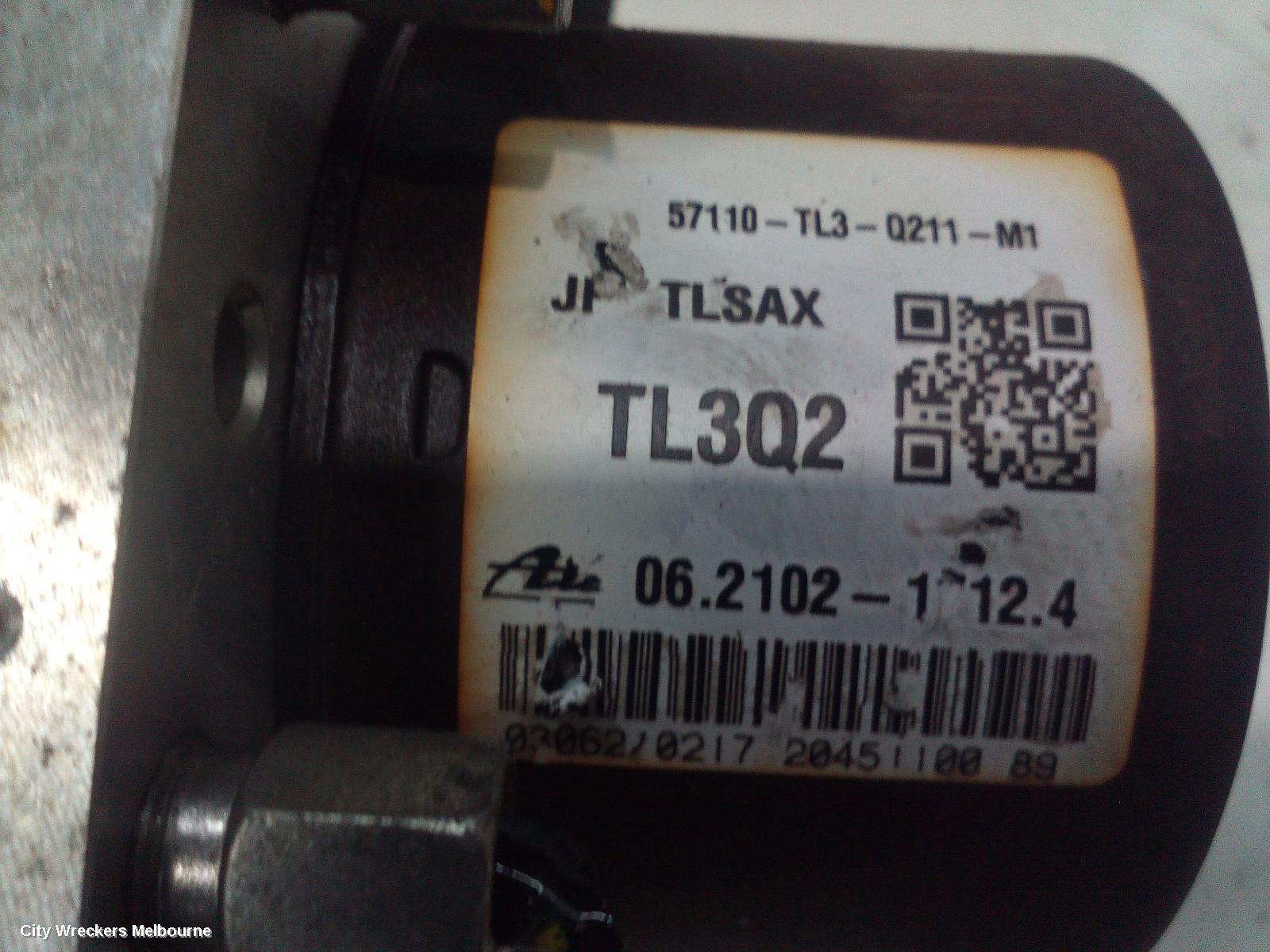 HONDA ACCORD ABS PUMP/MODULATOR, 8TH GEN, EURO (VIN JHMCU), P/N TL3Q2, 06/2008 - 12/2015