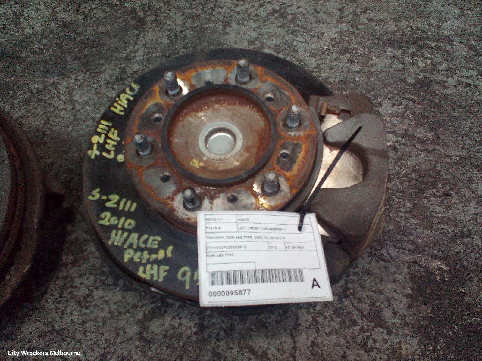 TOYOTA HIACE LEFT FRONT HUB ASSEMBLY, TRH/KDH, NON ABS TYPE, 2WD, 03/2005 - 04/2019