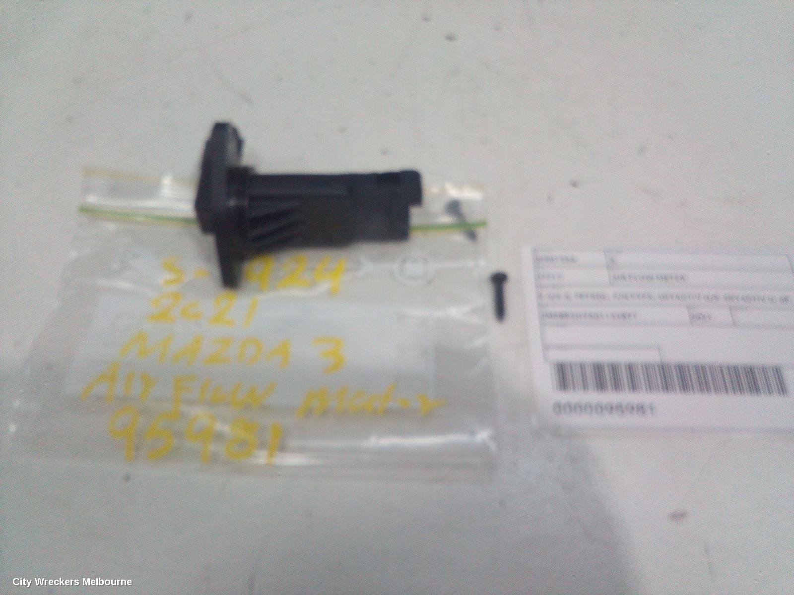 MAZDA 3 AIR FLOW METER, 2.0/2.5, PETROL, P/N PYFS, SKYACTIV G/E-SKYACTIV G, BP, 03/2019 ONWARDS