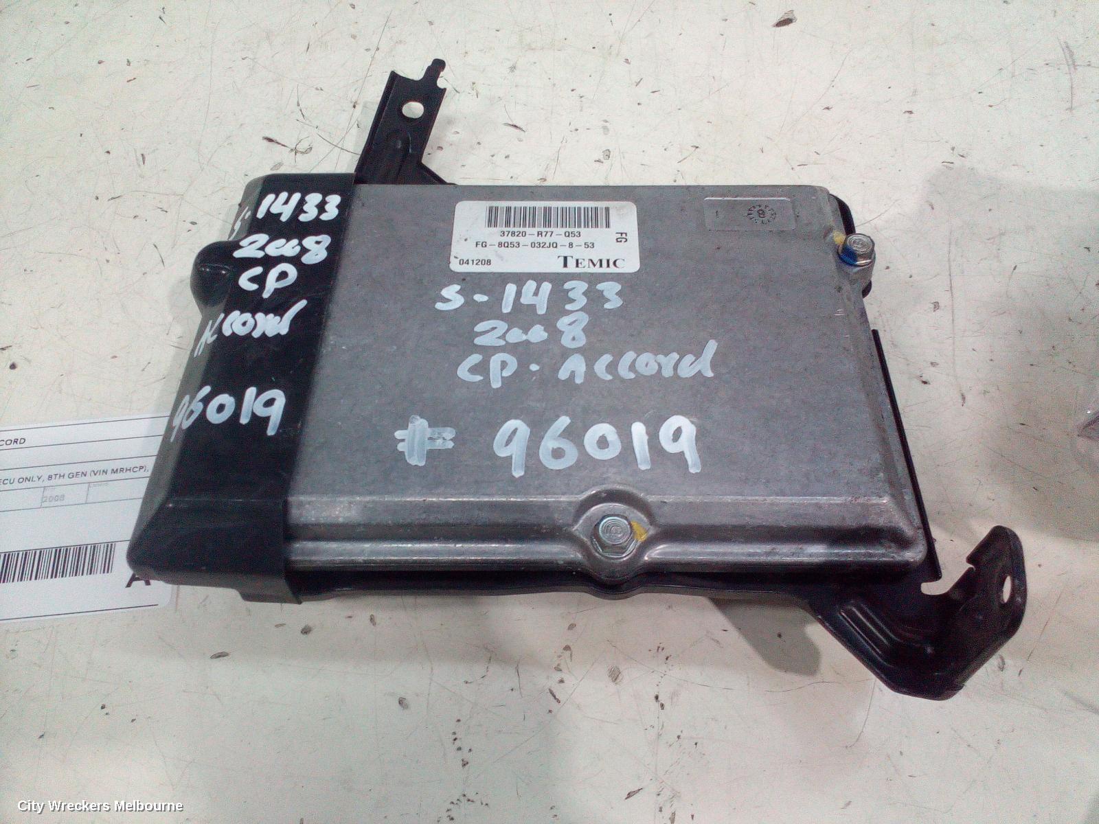 HONDA ACCORD ECU, ENGINE ECU, 3.5 ENG, ECU ONLY, 8TH GEN (VIN MRHCP), 02/2008 - 06/2011