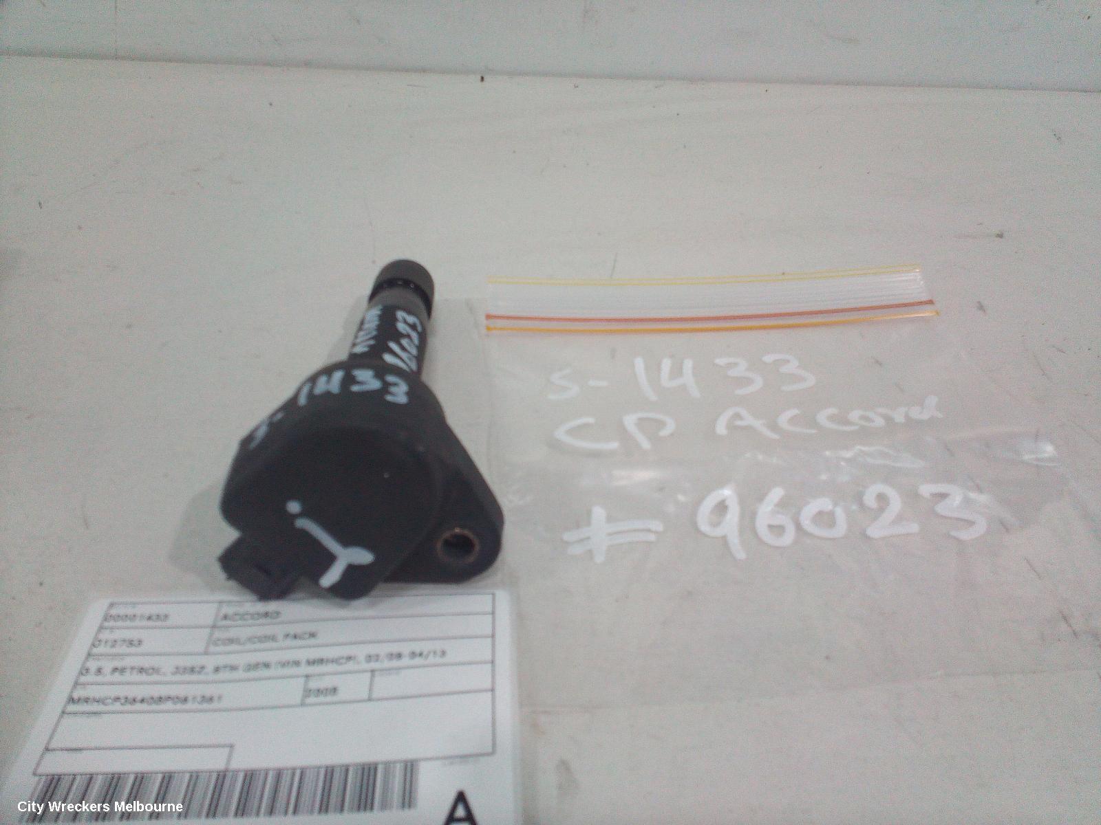HONDA ACCORD COIL/COIL PACK, 3.5, PETROL, J35Z, 8TH GEN (VIN MRHCP), 02/2008 - 04/2013