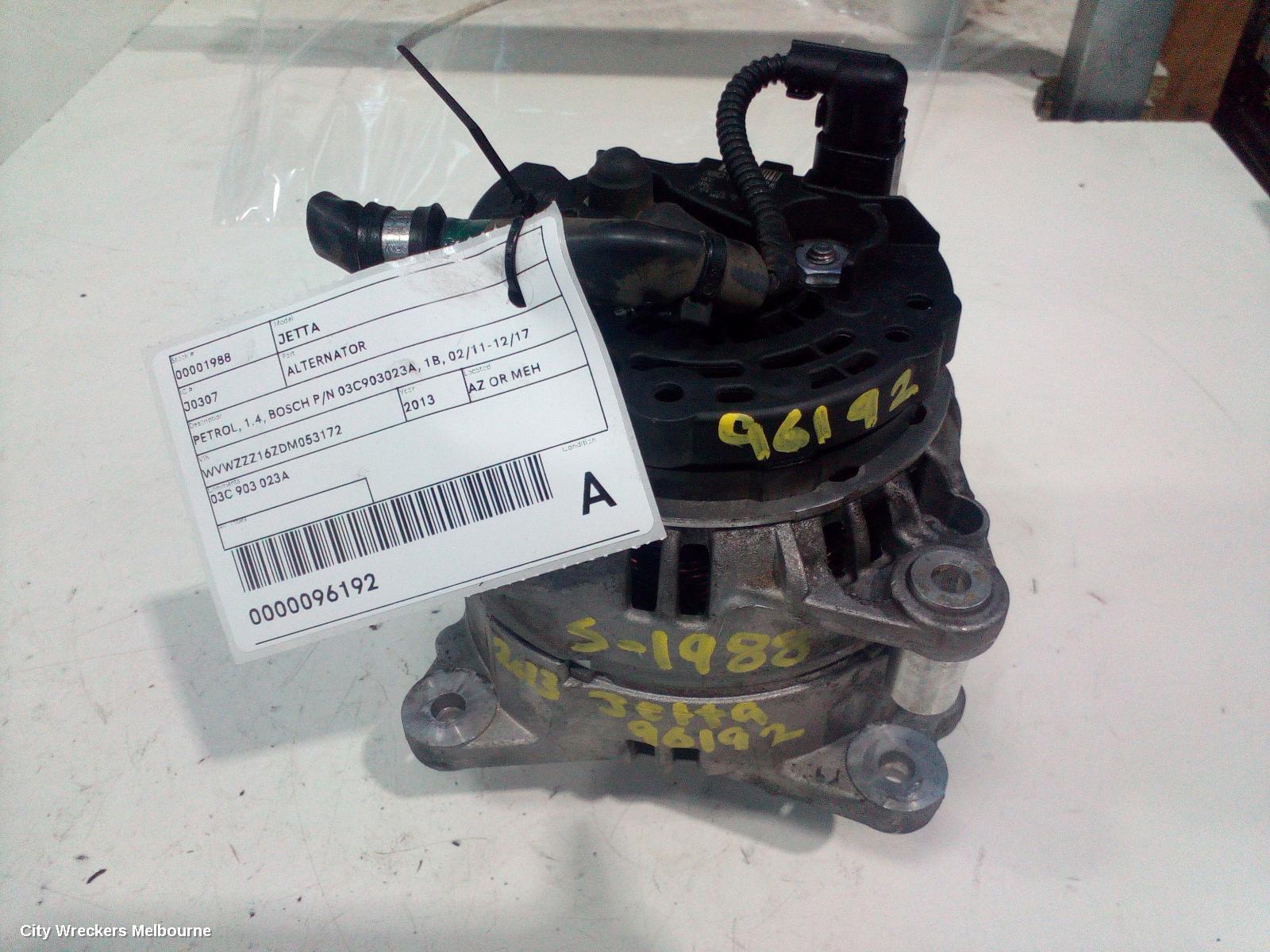 VOLKSWAGEN JETTA ALTERNATOR, PETROL, 1.4, BOSCH P/N 03C903023A, 1B, 02/2011 - 12/2017