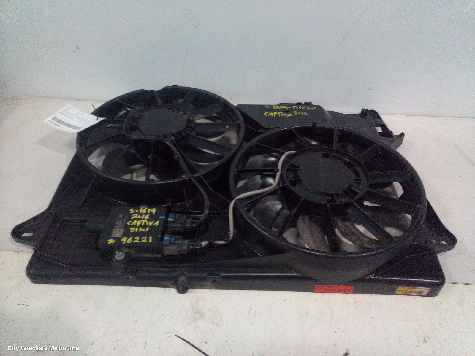 HOLDEN CAPTIVA FAN, DUAL FAN ASSY, 2.2, DIESEL, CG, 10/2015 - 06/2018