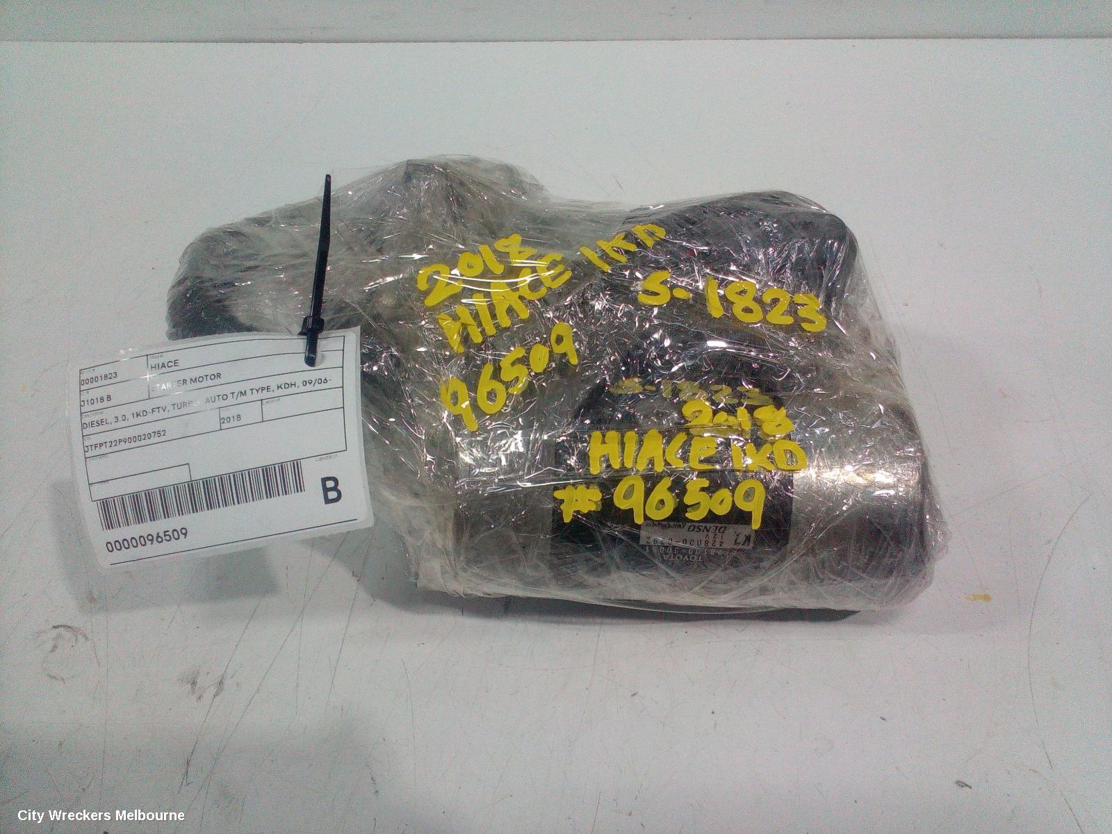TOYOTA HIACE STARTER, DIESEL, 3.0, 1KD-FTV, TURBO, AUTO T/M TYPE, KDH, 09/2006 - 04/2019