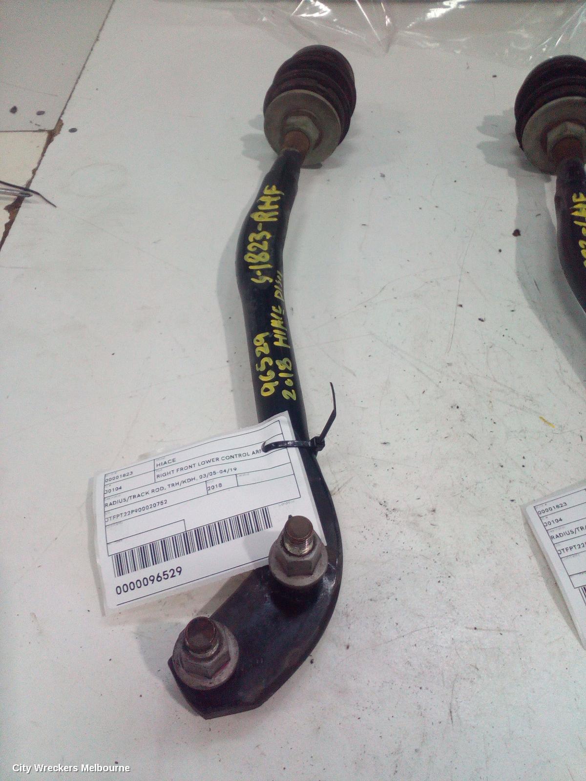 TOYOTA HIACE RIGHT FRONT LOWER CONTROL ARM, RADIUS/TRACK ROD, TRH/KDH, 03/2005 - 04/2019