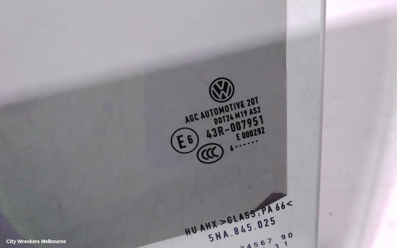 VOLKSWAGEN TIGUAN LEFT REAR DOOR WINDOW, 5NA, DARK TINT TYPE, 06/2016 ONWARDS