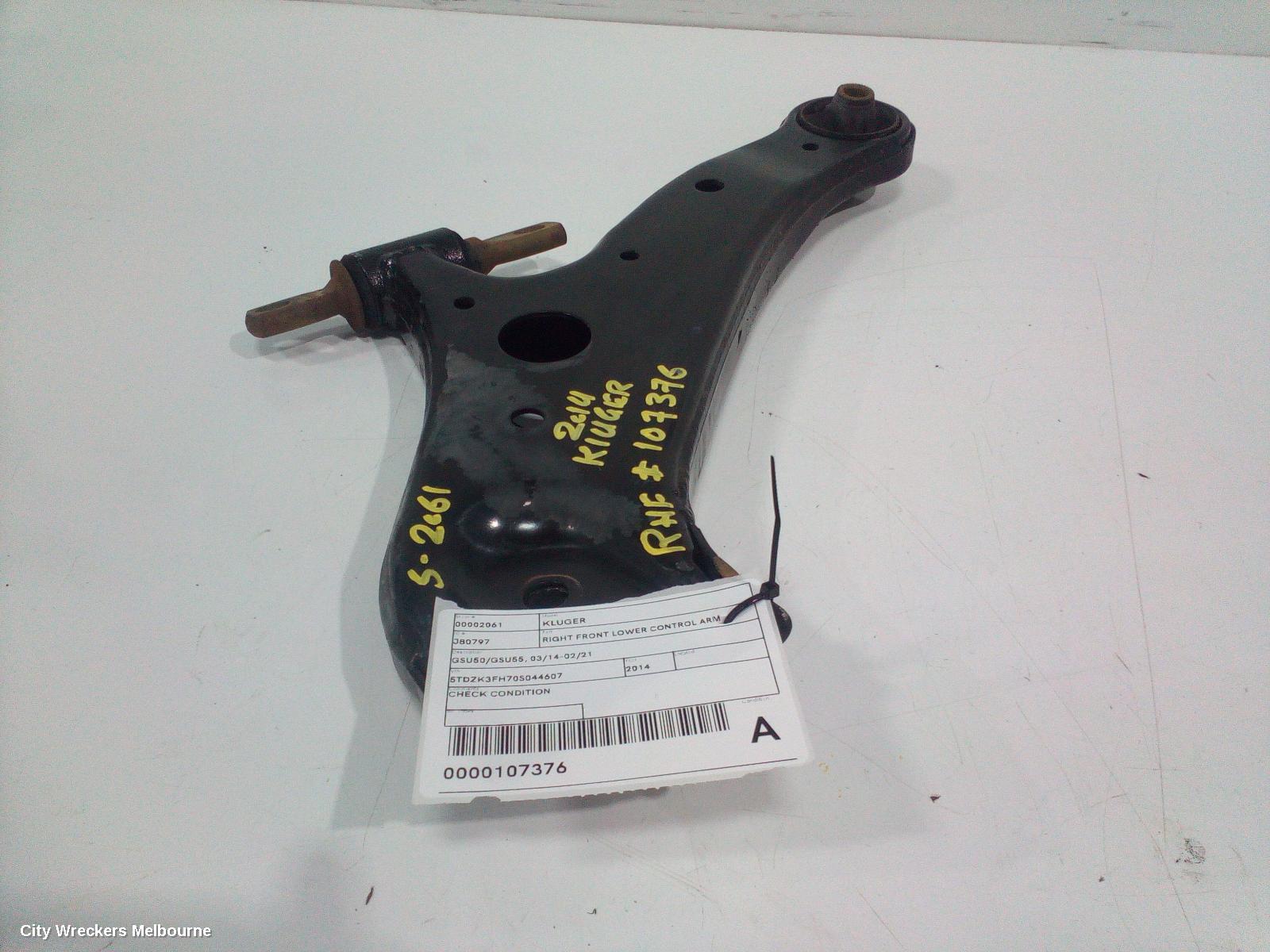 TOYOTA KLUGER RIGHT FRONT LOWER CONTROL ARM, GSU50/GSU55, 03/2014 - 02/2021