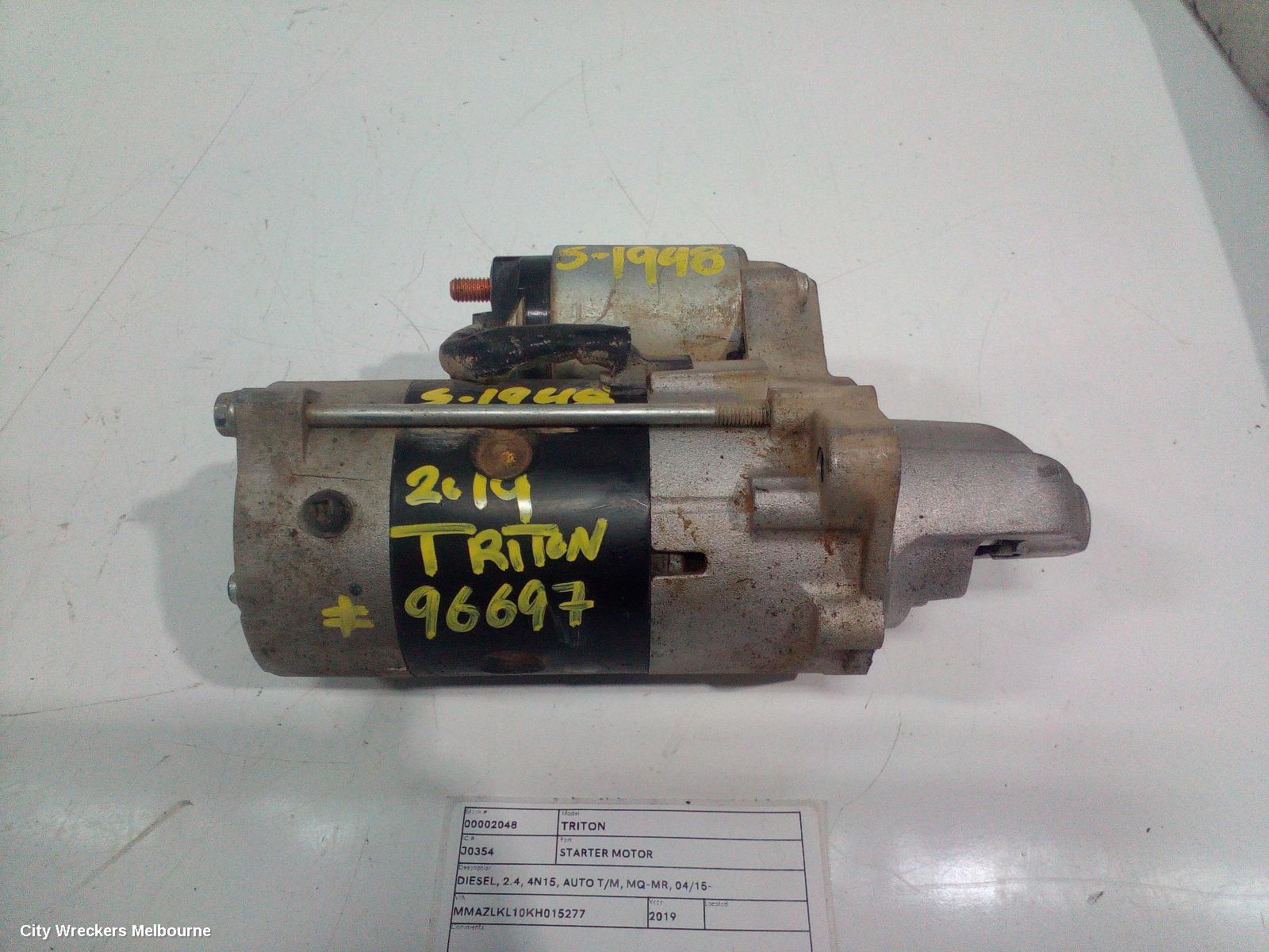 MITSUBISHI TRITON STARTER, DIESEL, 2.4, 4N15, AUTO T/M, MQ-MR, 04/2015 ONWARDS