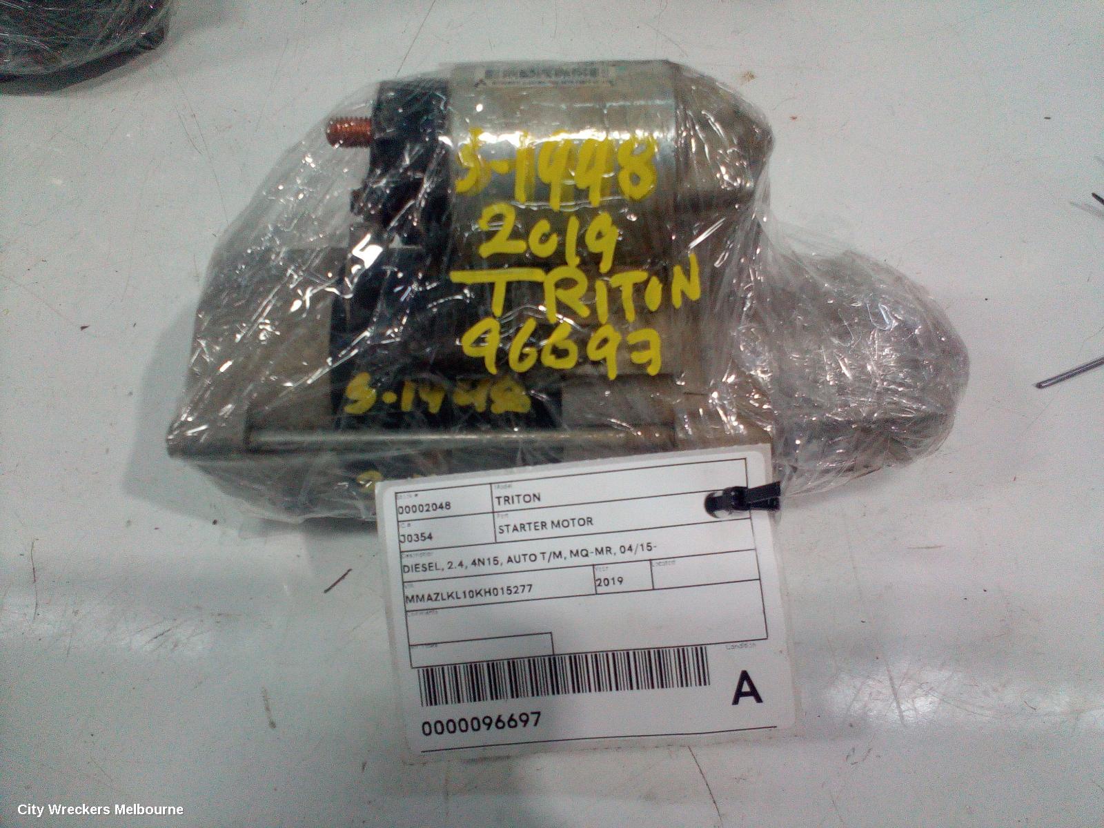 MITSUBISHI TRITON STARTER, DIESEL, 2.4, 4N15, AUTO T/M, MQ-MR, 04/2015 ONWARDS