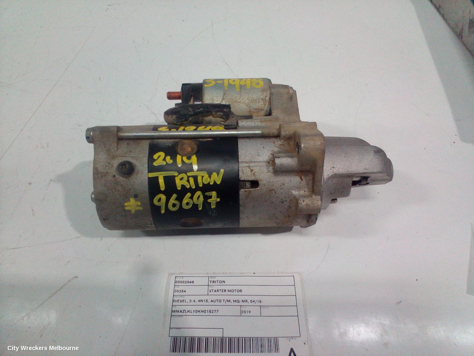 MITSUBISHI TRITON STARTER, DIESEL, 2.4, 4N15, AUTO T/M, MQ-MR, 04/2015 ONWARDS