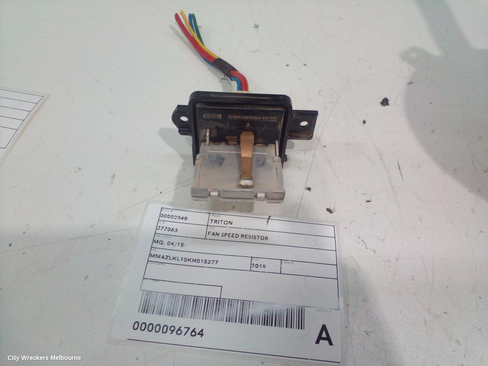 MITSUBISHI TRITON FAN SPEED RESISTOR, MQ/MR, NON CLIMATE CONTROL TYPE (4 PIN), 03/2015 - 10/2023